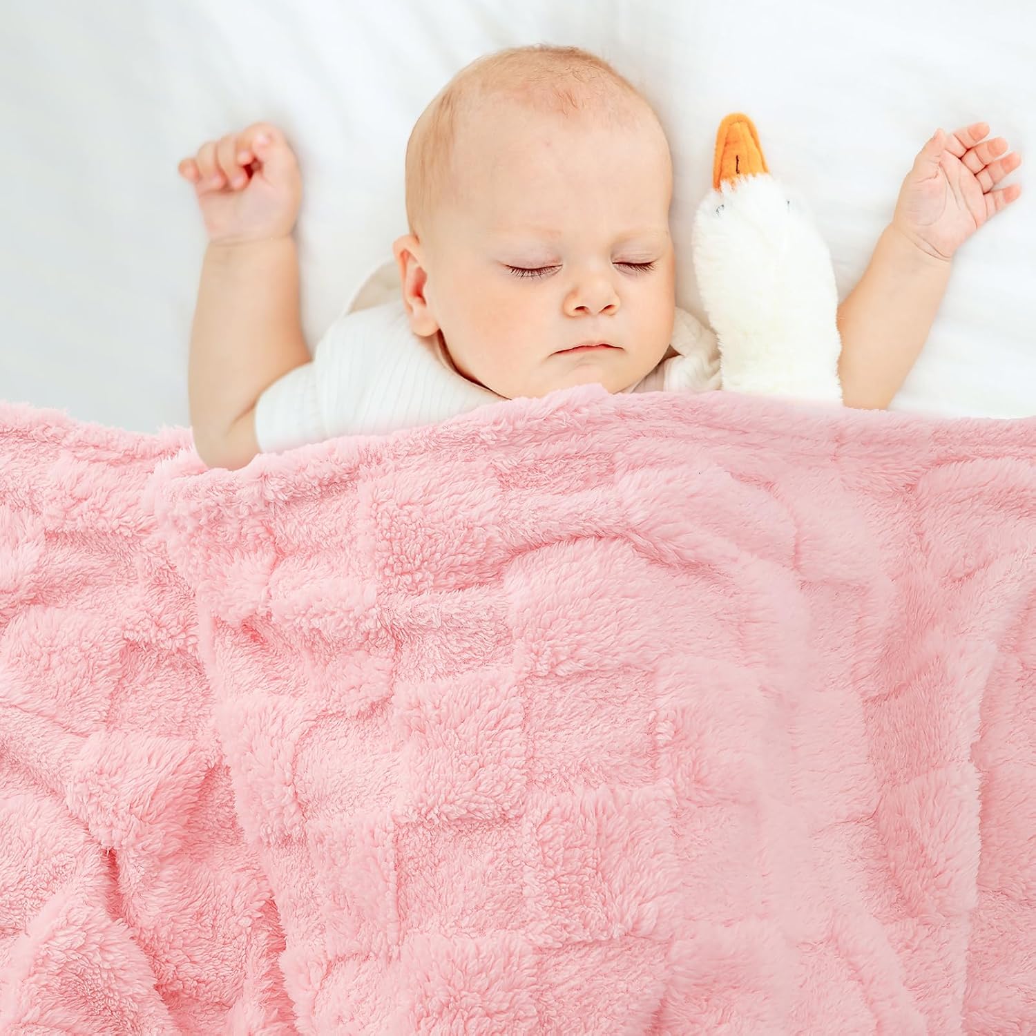 VEIDIA Plush Checkered Baby Blanket 3039 Pink
