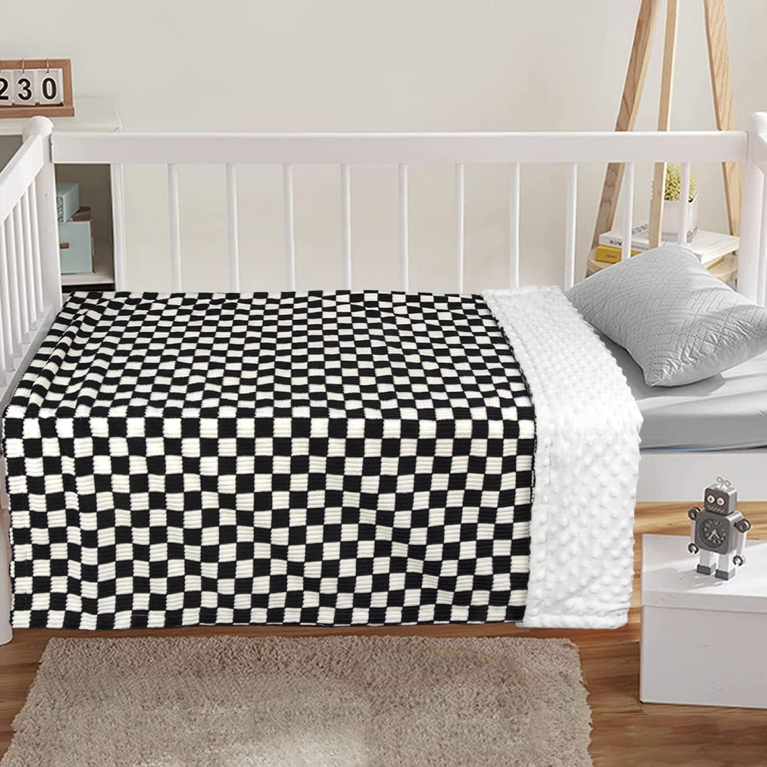 BEILIMU Baby Blanket for Boys Corduroy Gingham 30x40 Inch
