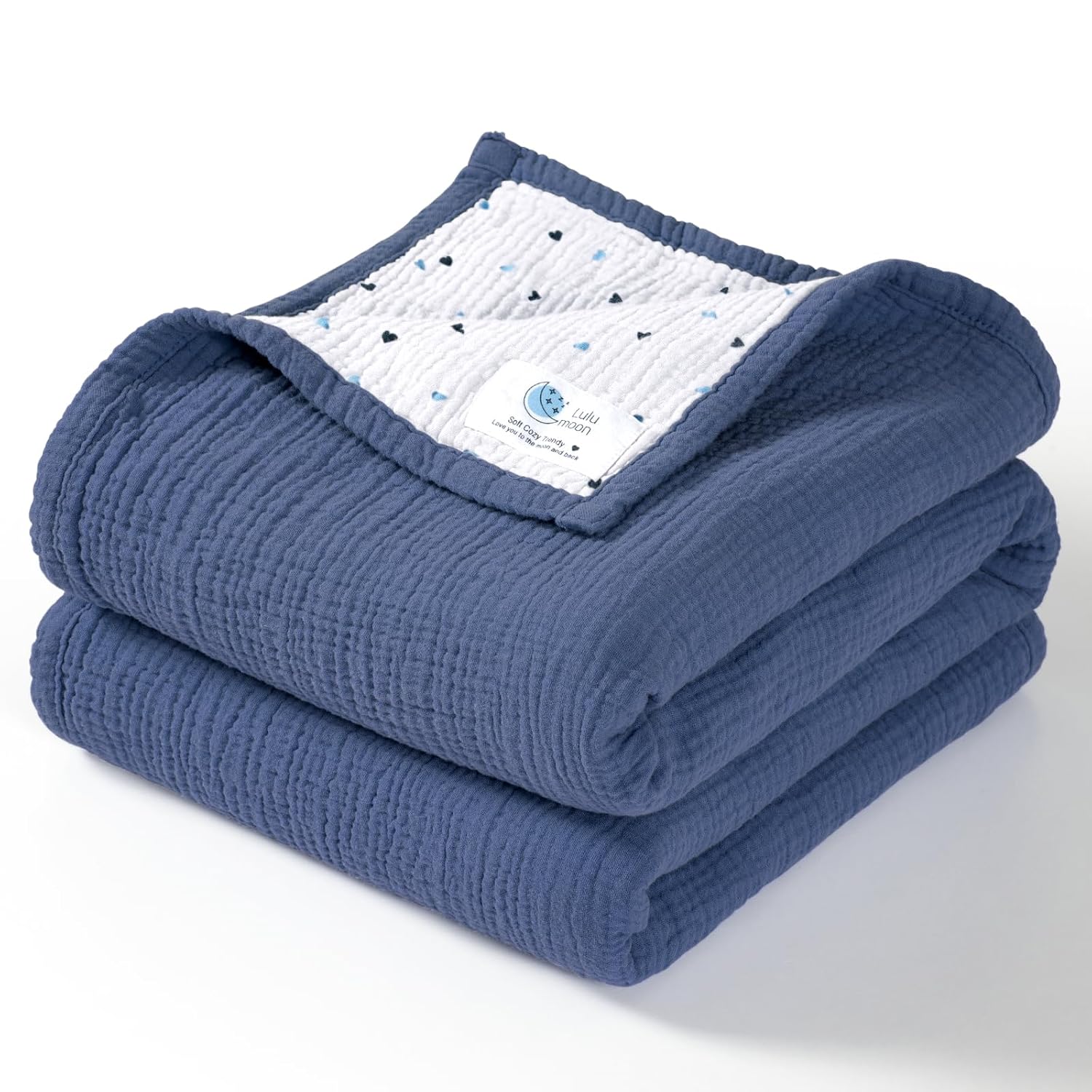 Lulumoon Muslin Baby Blanket 47x47 Inch Reversible