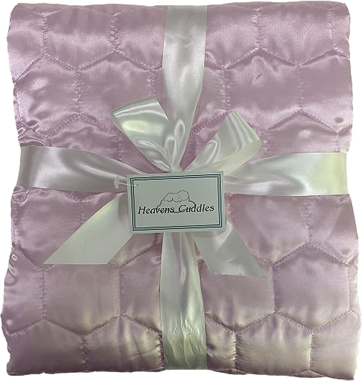Heavens Cuddles Quilted Satin Baby Blanket Pink
