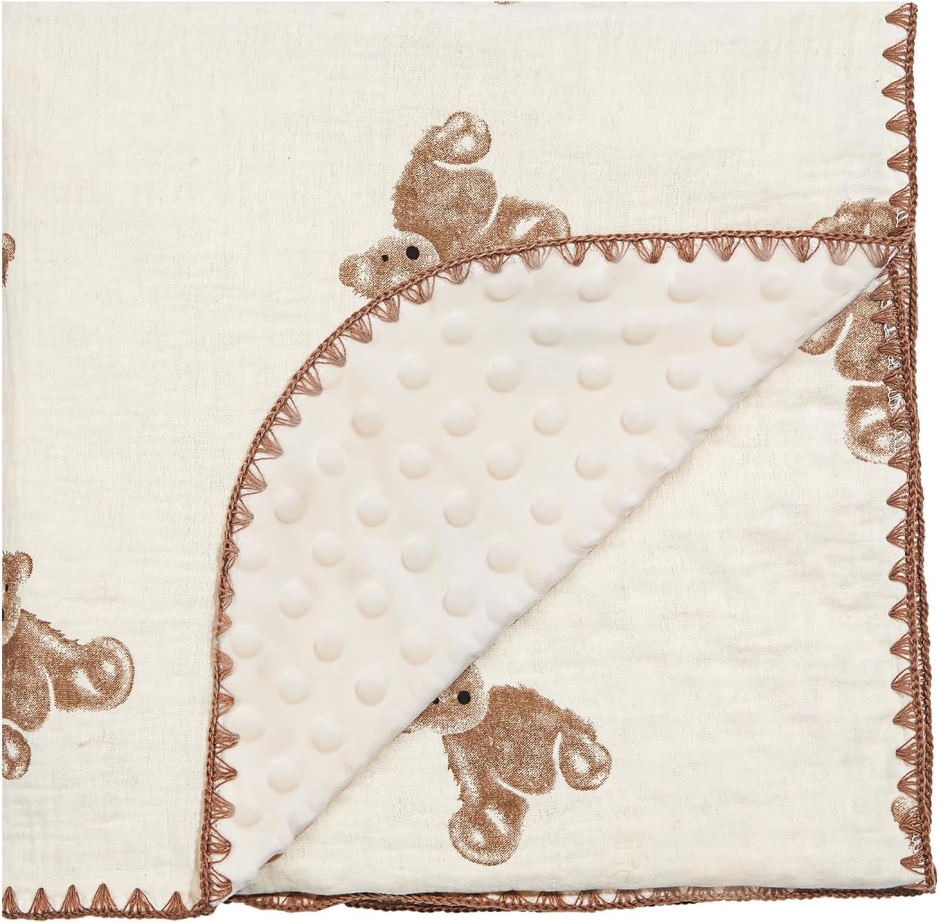 HomeyHues Baby Blanket Double Layer Cotton 40x40 Brown Bear