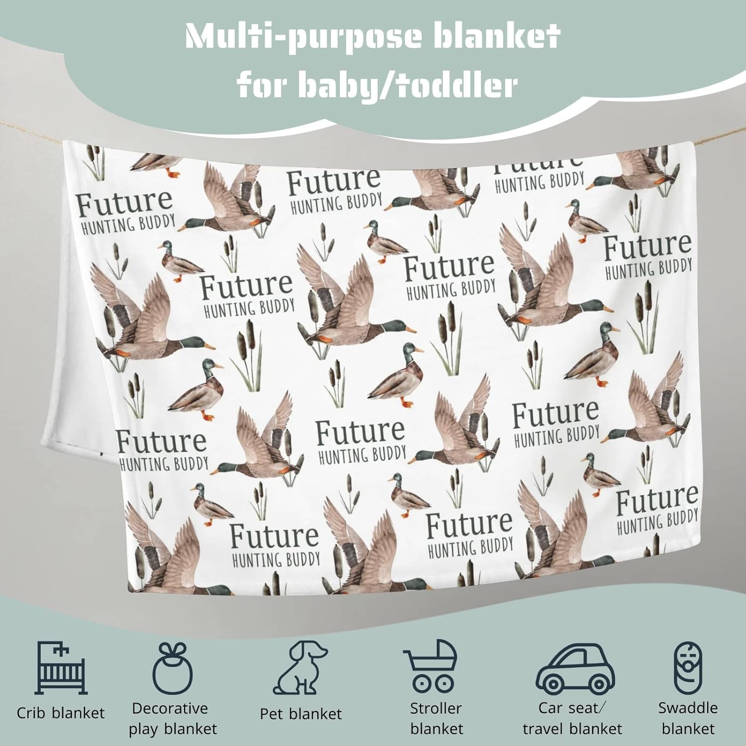 Future Duck Hunting Buddy Baby Blanket 30 x 40 1