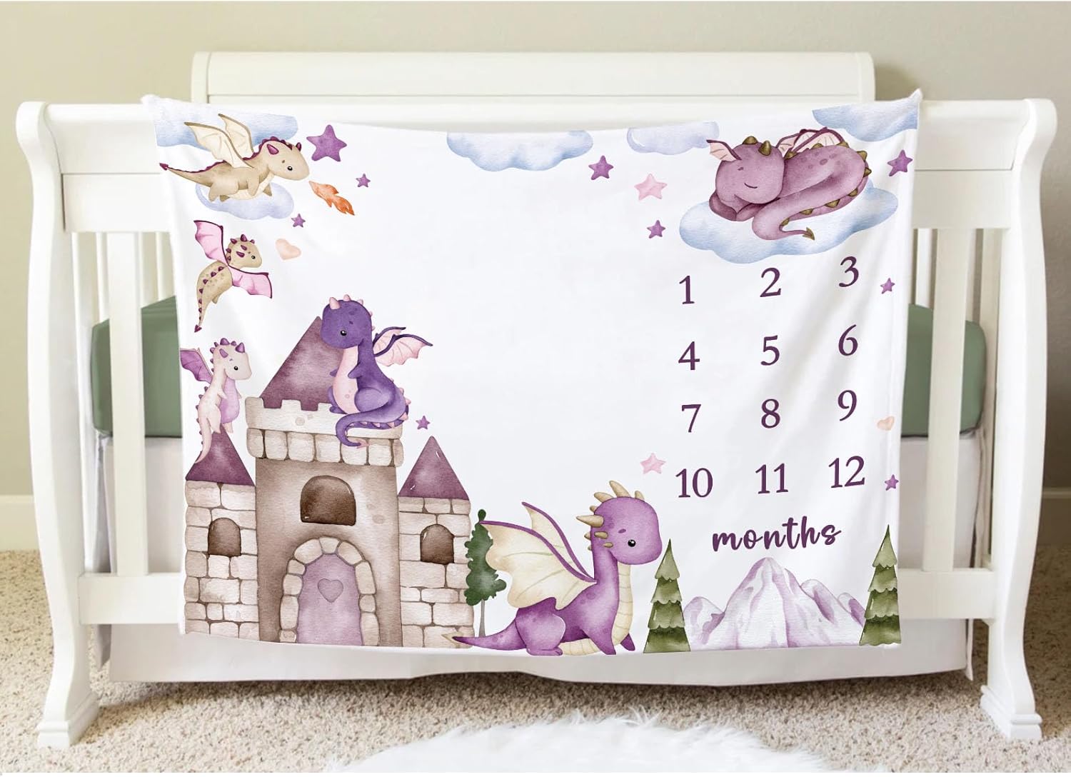 Yuzioey Dragon Girl Milestone Blanket 50x40