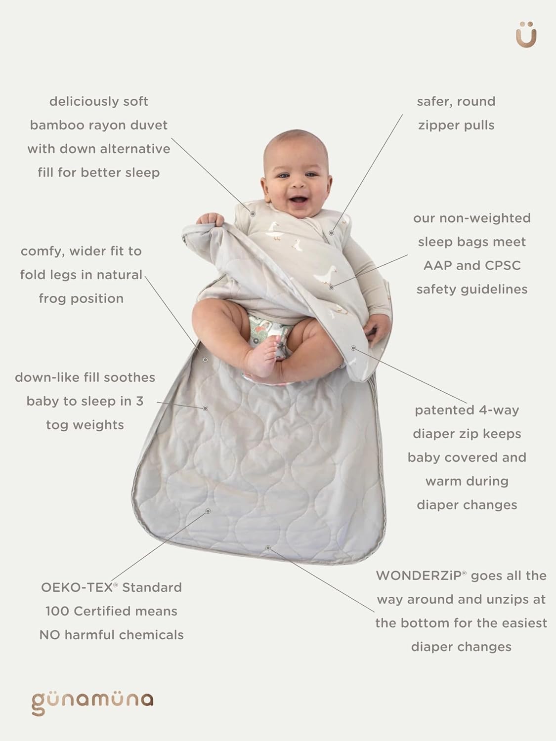 GUNAMUNA Wearable Blanket for Babies 10 TOG