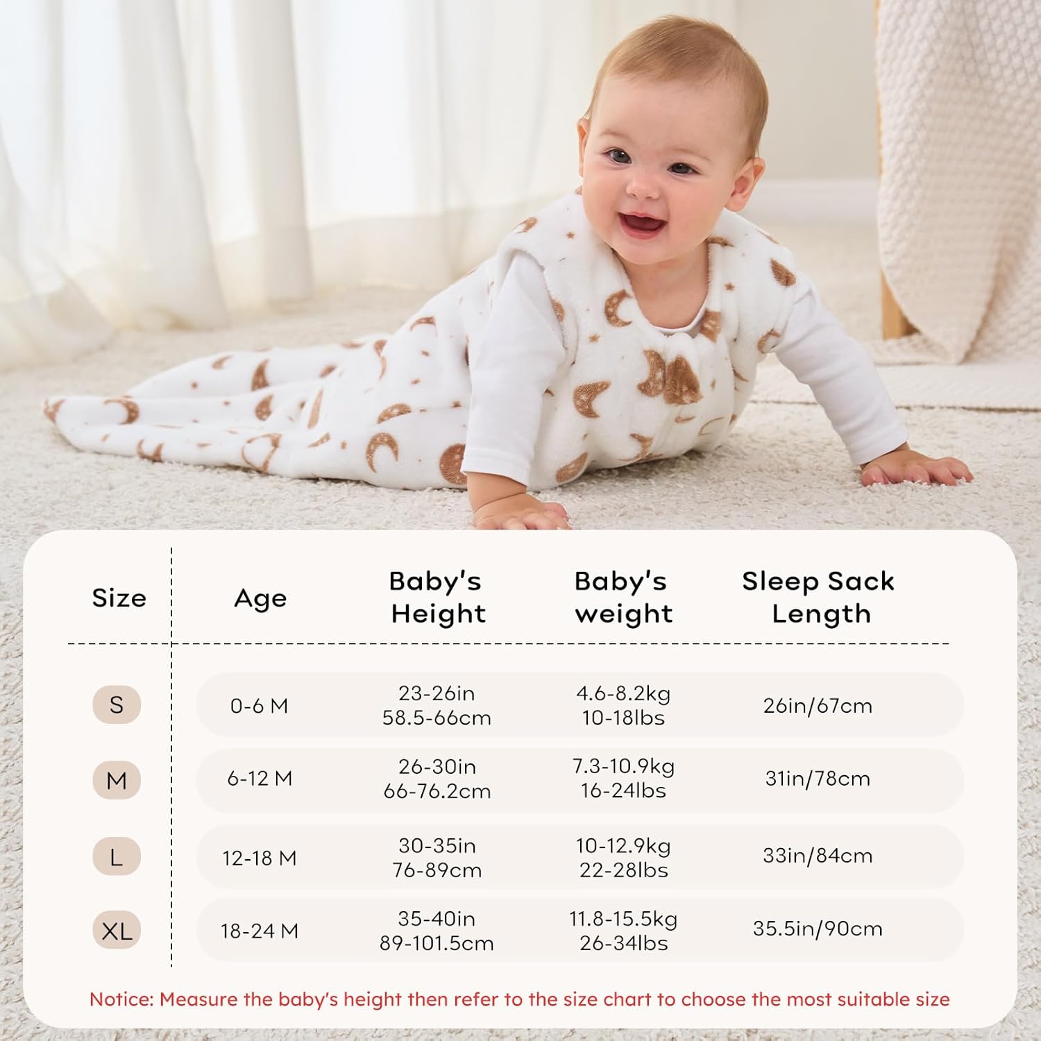 Unnivoll Fleece Sleep Sack 0-6 Months 20 Tog with 2-Way Zipper