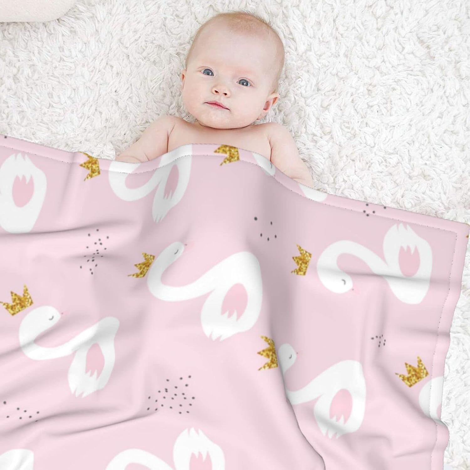 Duduho Swan Princess Baby Blanket 30x40 Inch Soft Plush