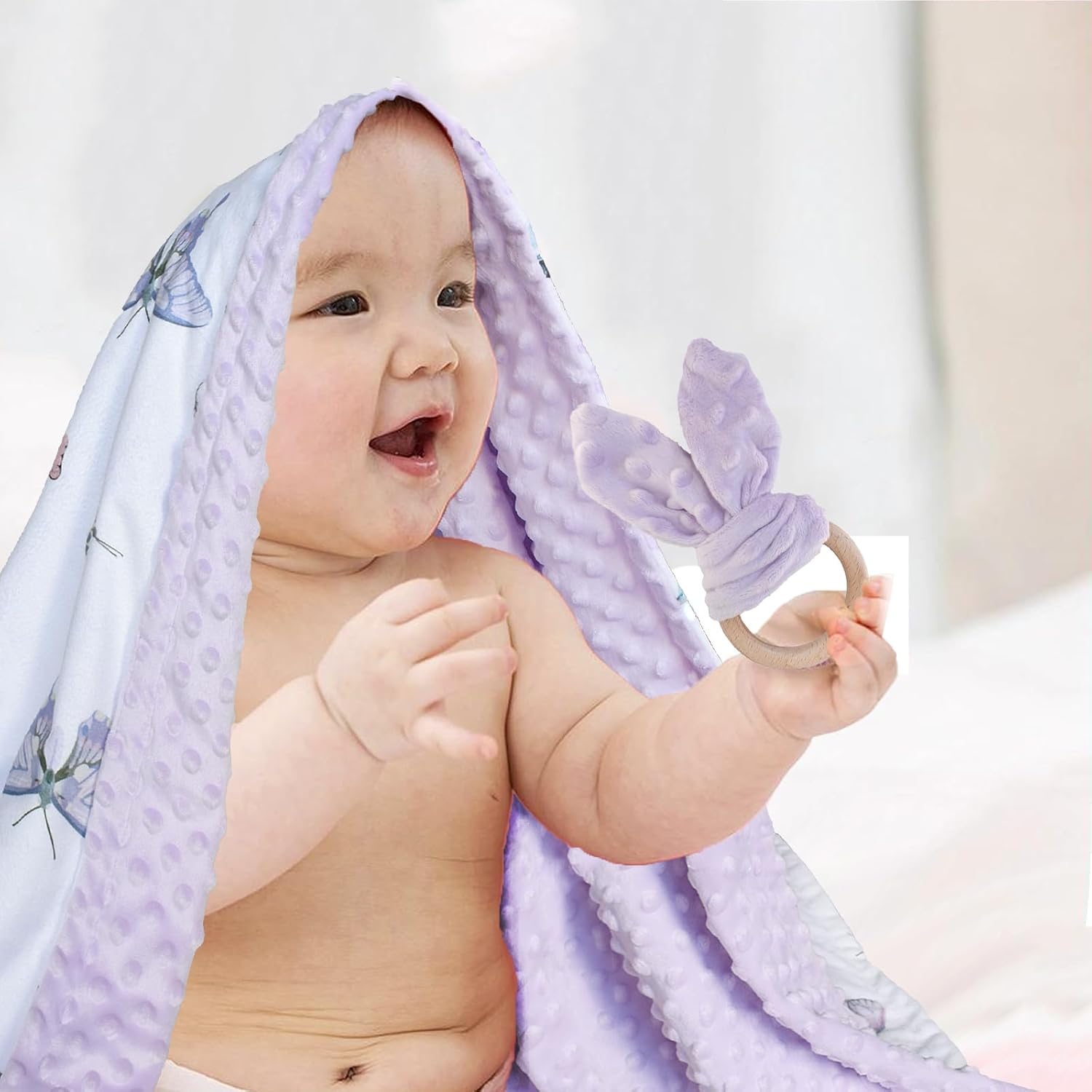 OWLOWLA Butterfly Minky Baby Blanket for Newborn and Toddler