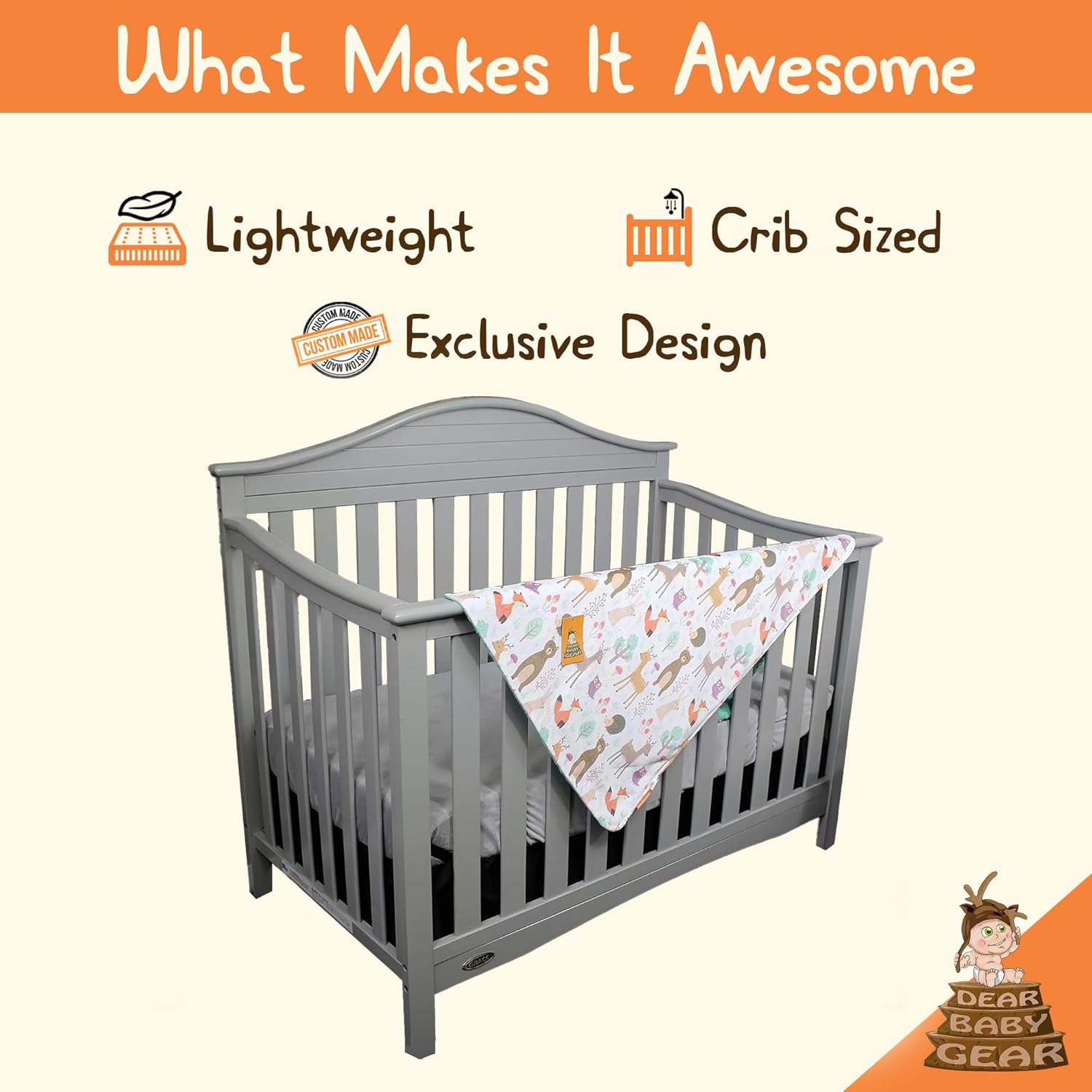 Dear Baby Gear Soft Baby Blanket - Crib Cover with Mint Green Dot Design