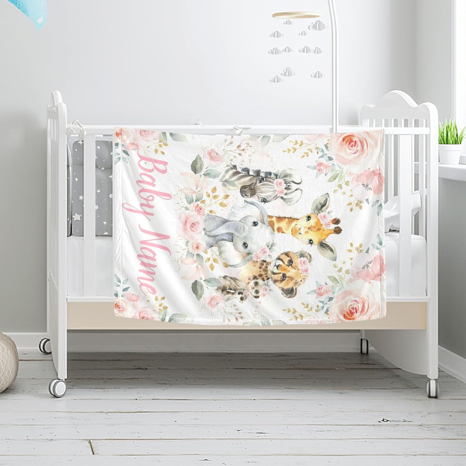 Custom Elephant Baby Blanket with Name Personalized for Girls Boys