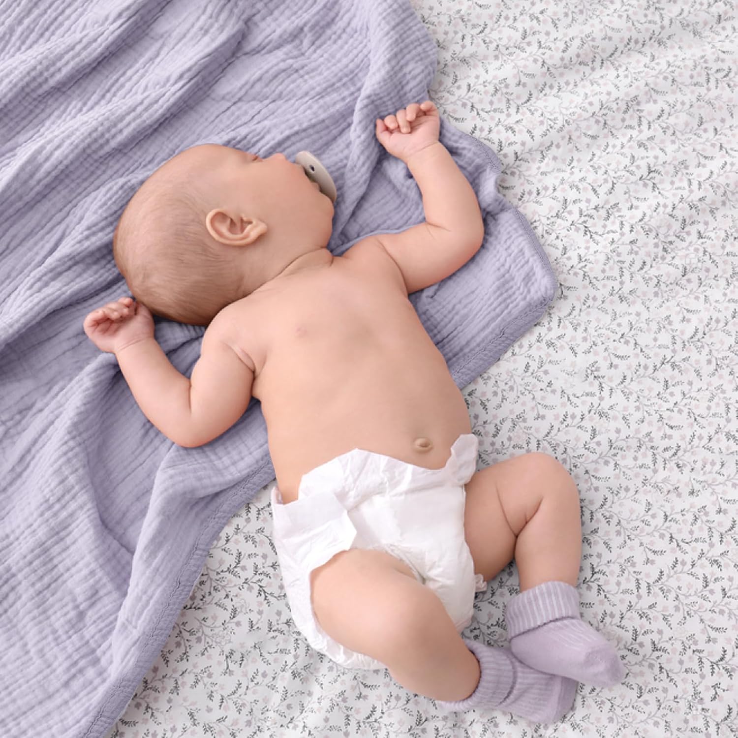 Lulu Moon Muslin Blanket 47x47 Inches Purple 1