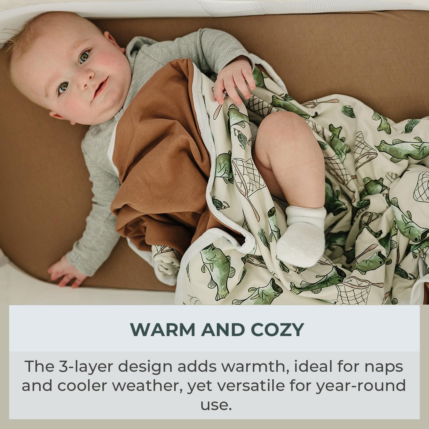 Pobi Baby Premium Stretchy Quilt - Gone Fishing