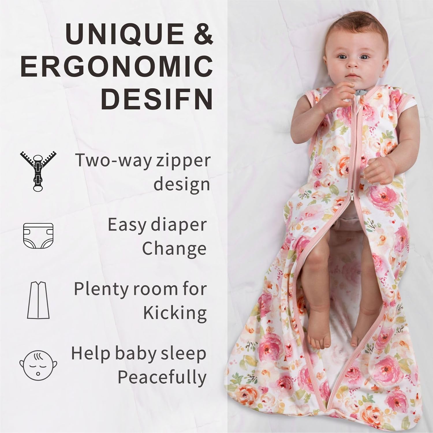 Little Tots 0-6 Months Cotton Sleep Sack - 2-Way Zipper Wearable Blanket