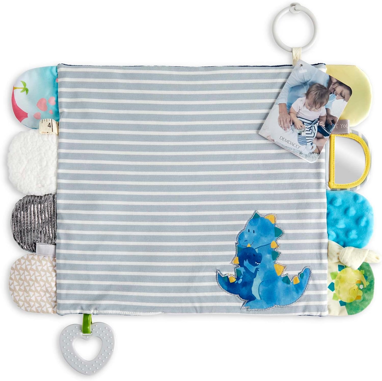 DEMDACO Dinosaur Baby Blue Activity Blanket 17x115 Inch 1