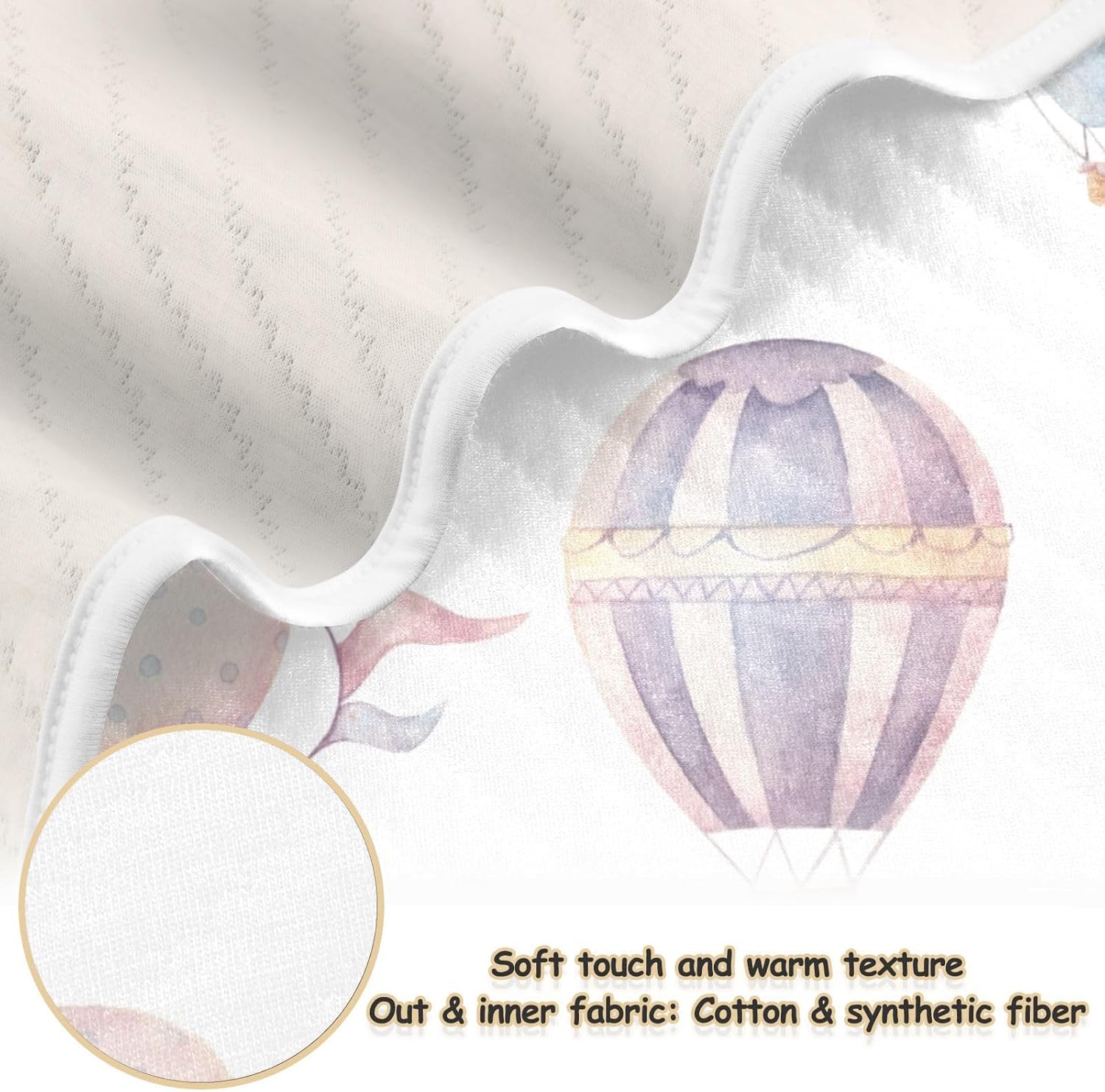 WELLDAY Baby Blanket - Hot Air Balloon Pattern Soft Breathable 30x40 Inch