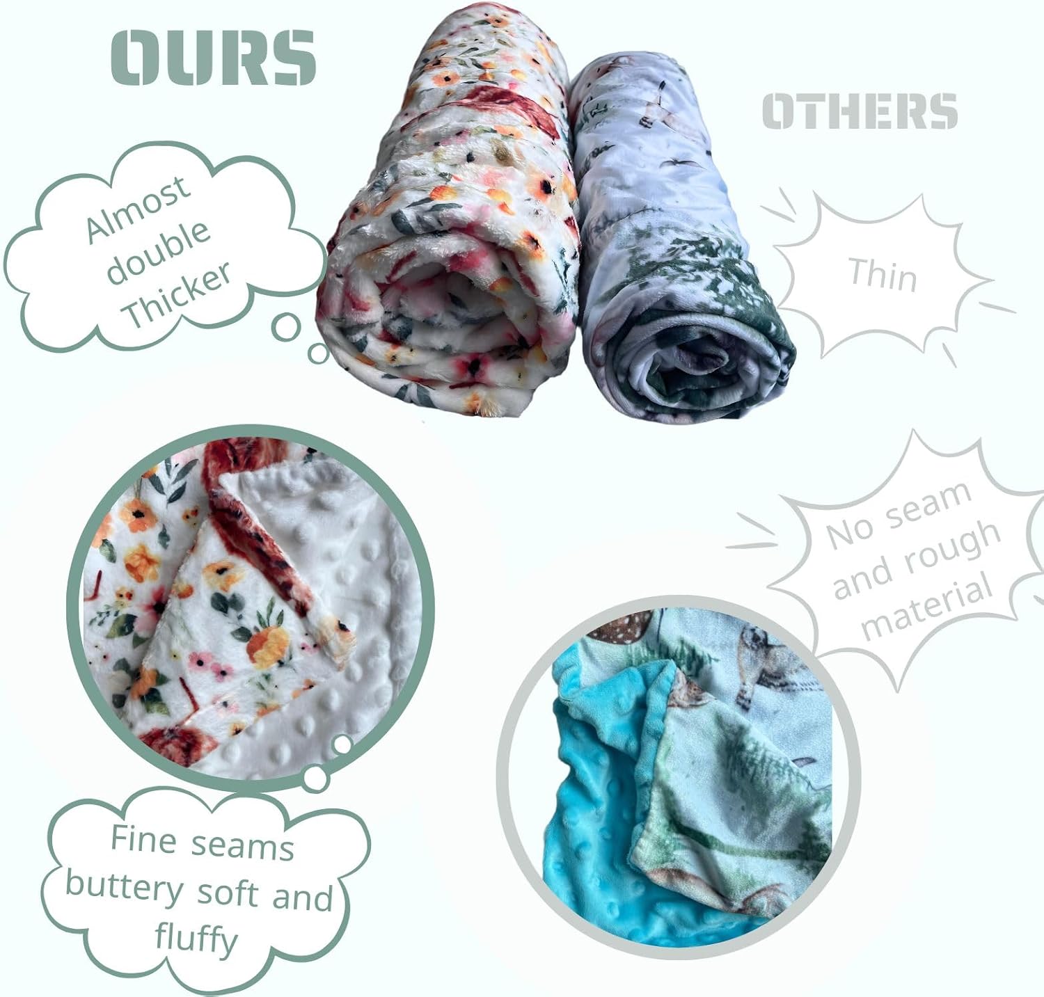 Soft Mink Baby Blanket with Dotted Backing Summer Blue Surf Board Pattern