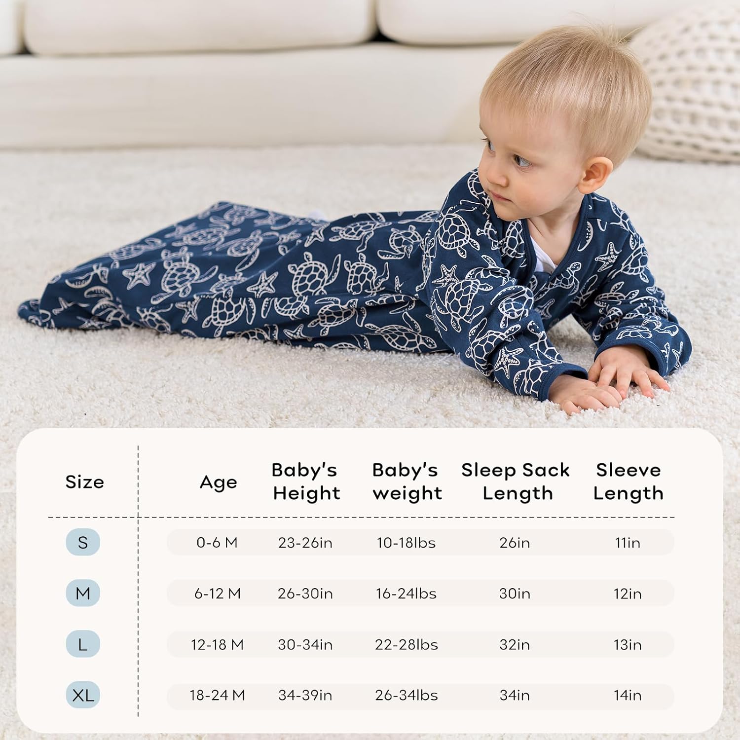 Unnivoll Baby Sleep Sack 0-6 Months 2 Pack Blue Turtle