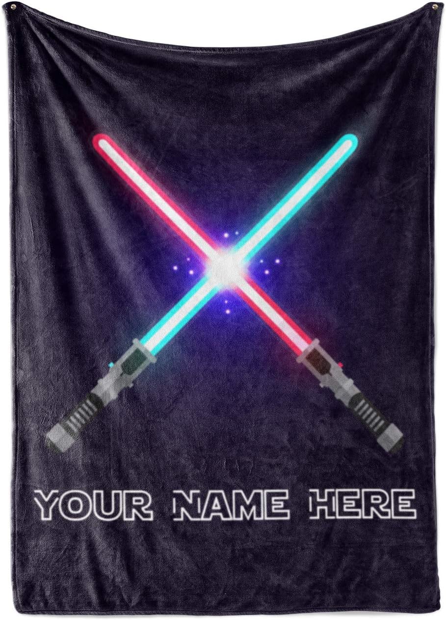 Personalized Lightsaber Fleece Blanket - Baby 30x40