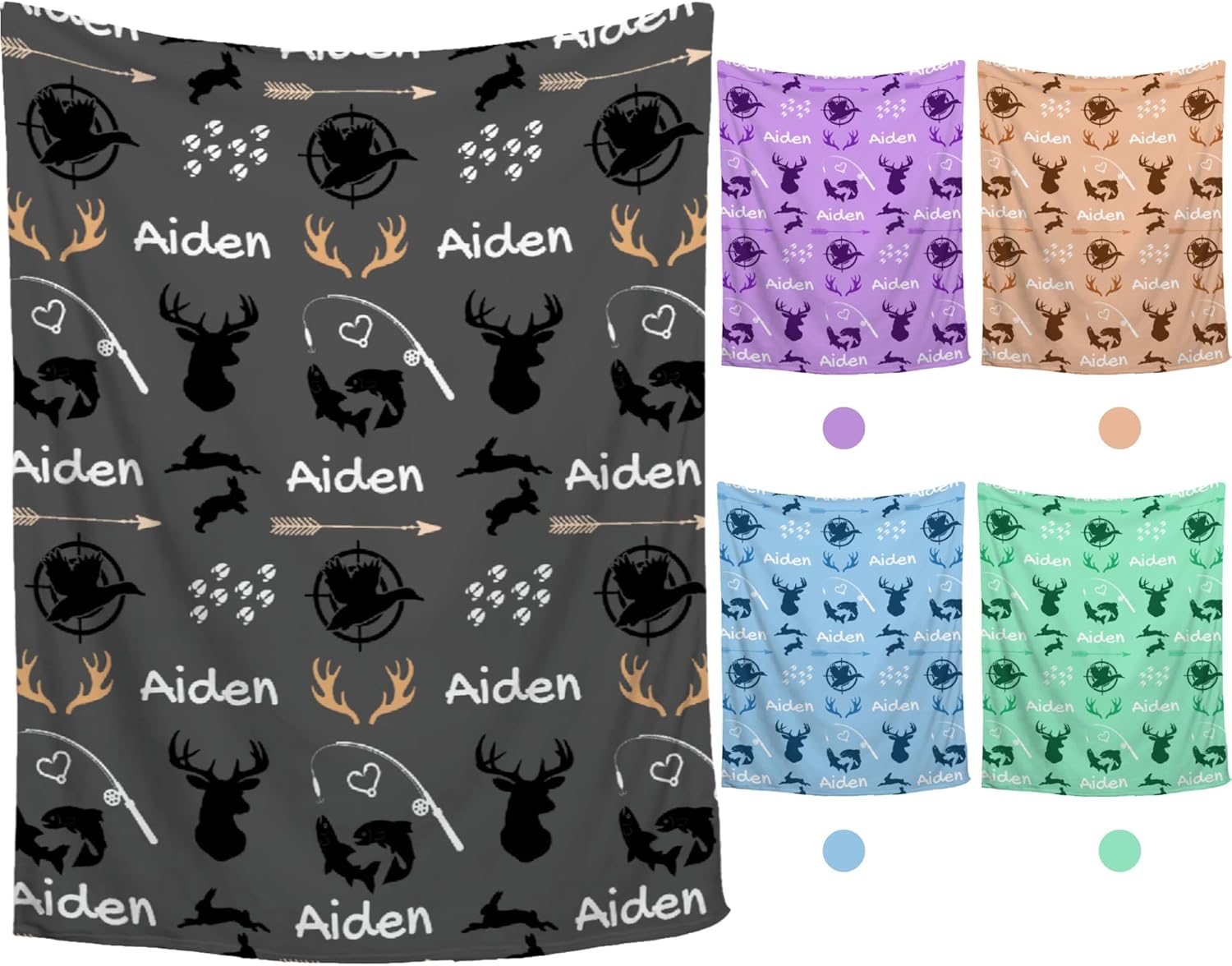 Customized Deer Duck Fish Woodland Baby Blanket 30x40
