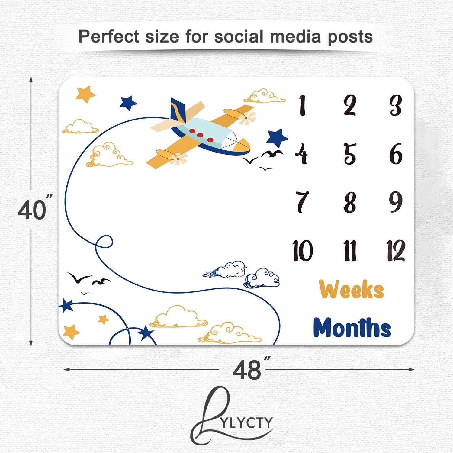 Baby Memory Blanket with Milestone Photos 48x40 Inch