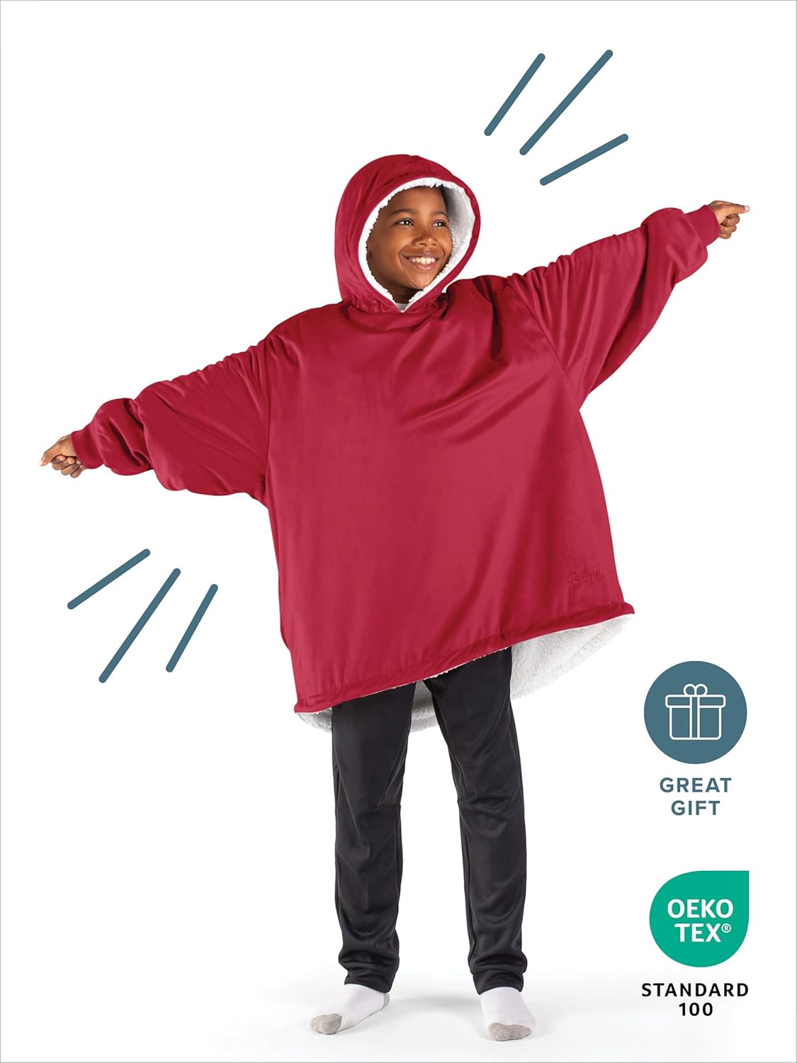 Bare Home Wearable Blanket Hoodie - Soft Plush Sherpa 1