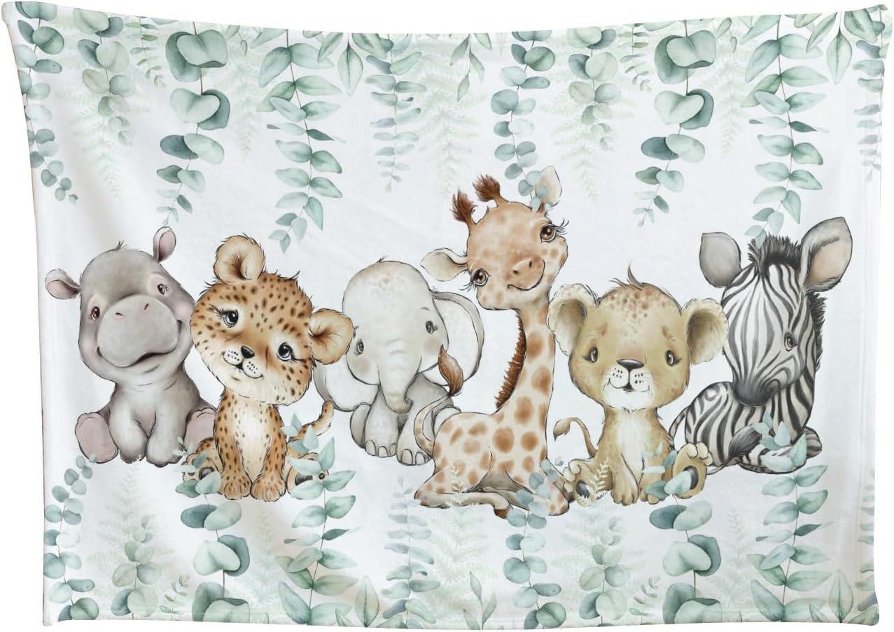 HawSkgFub Flannel Fleece Baby Blanket with African Animals