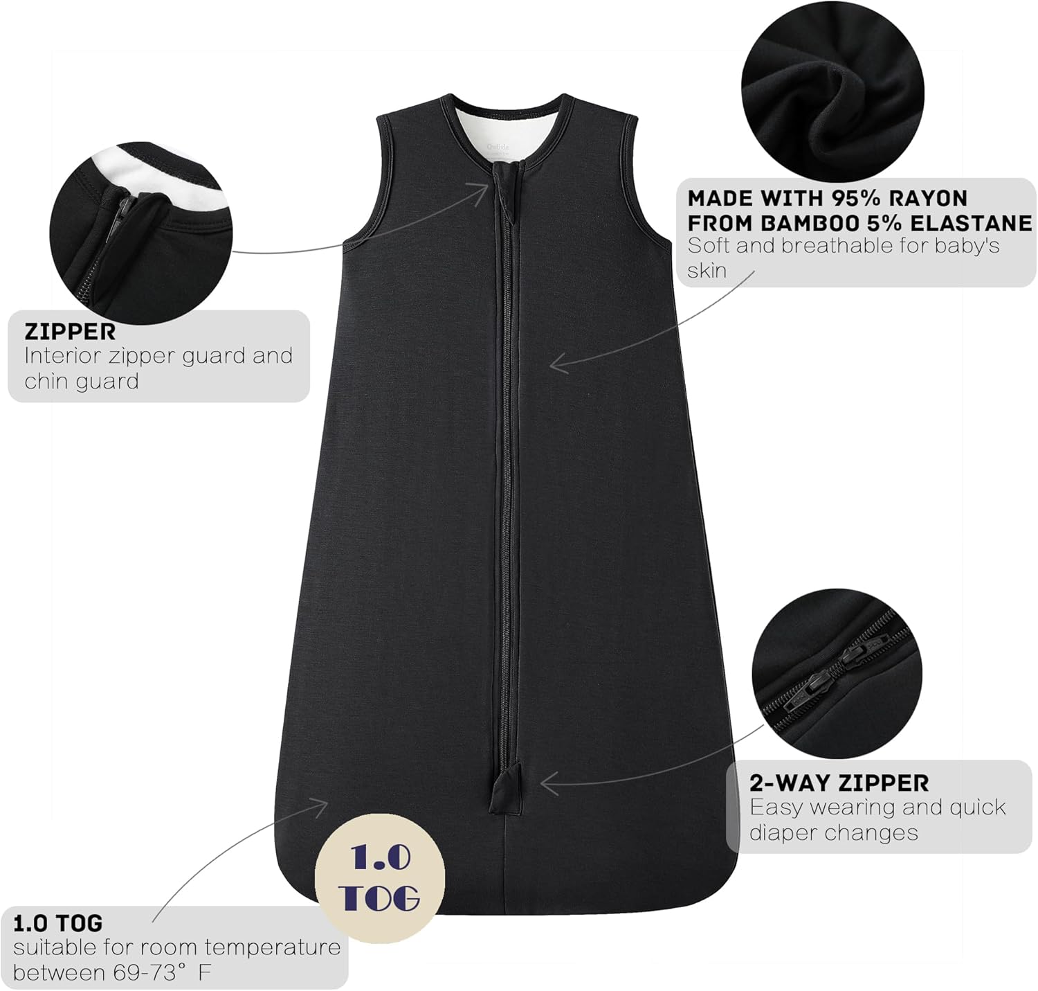 Owlivia Bamboo Rayon Sleep Sack 10 TOG for 3-24 Months