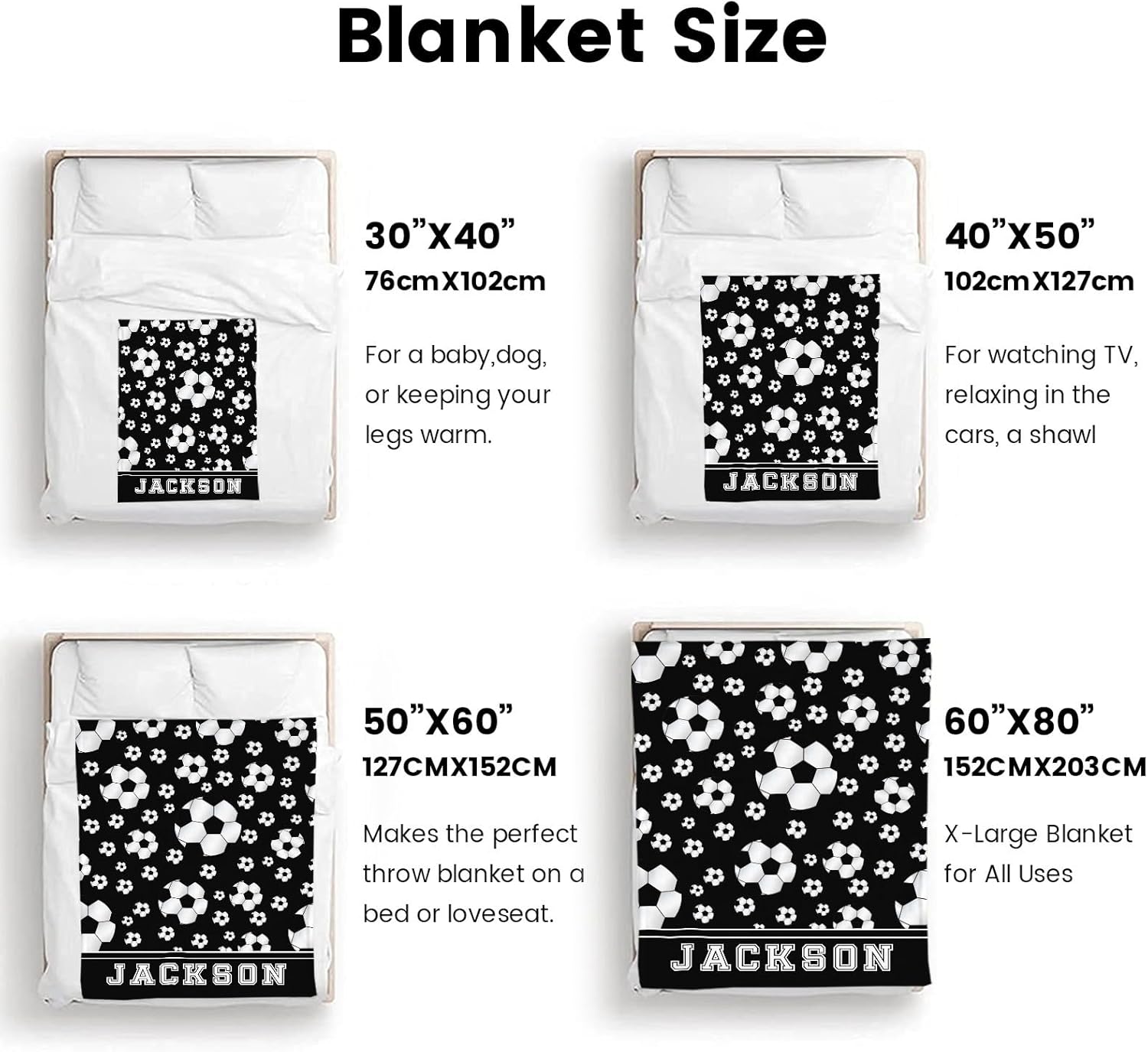 Deven Soccer Baby Blanket - Custom Name Gift