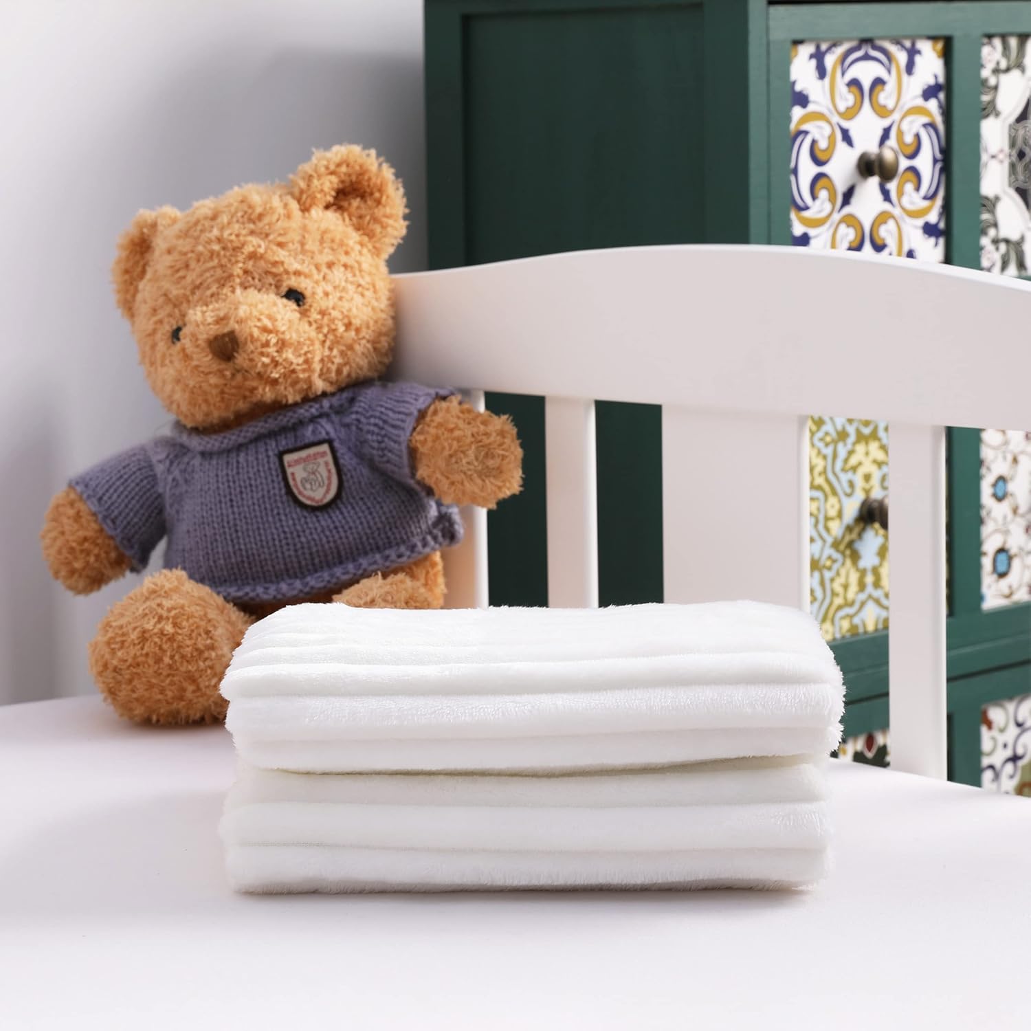 NTBAY Plush Flannel Baby Blanket 30x40 Inches Soft and Warm Striped Design