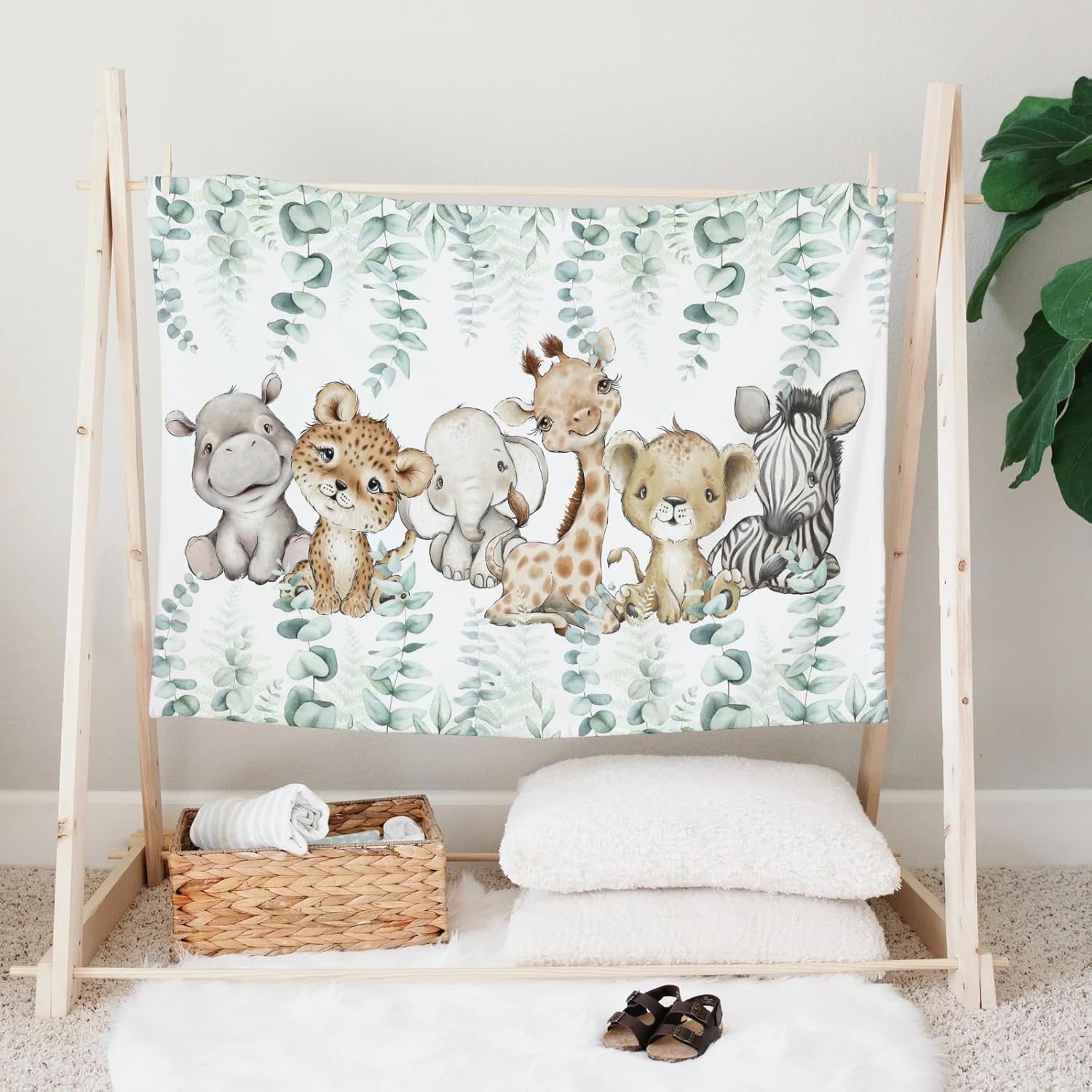 HawSkgFub Flannel Fleece Baby Blanket with African Animals