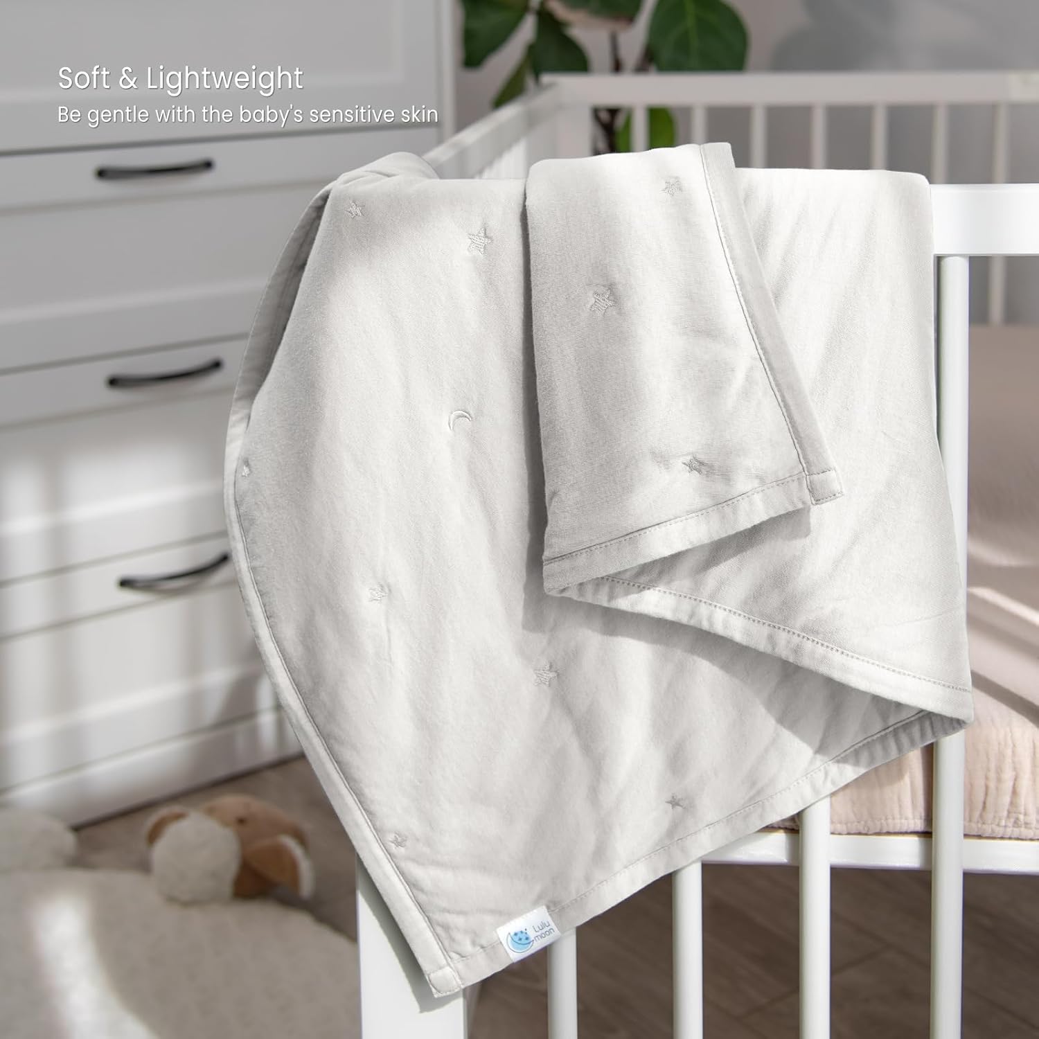 Lulu Moon Baby Crib Blanket - Lightweight 30x40 Jersey Cotton Quilt