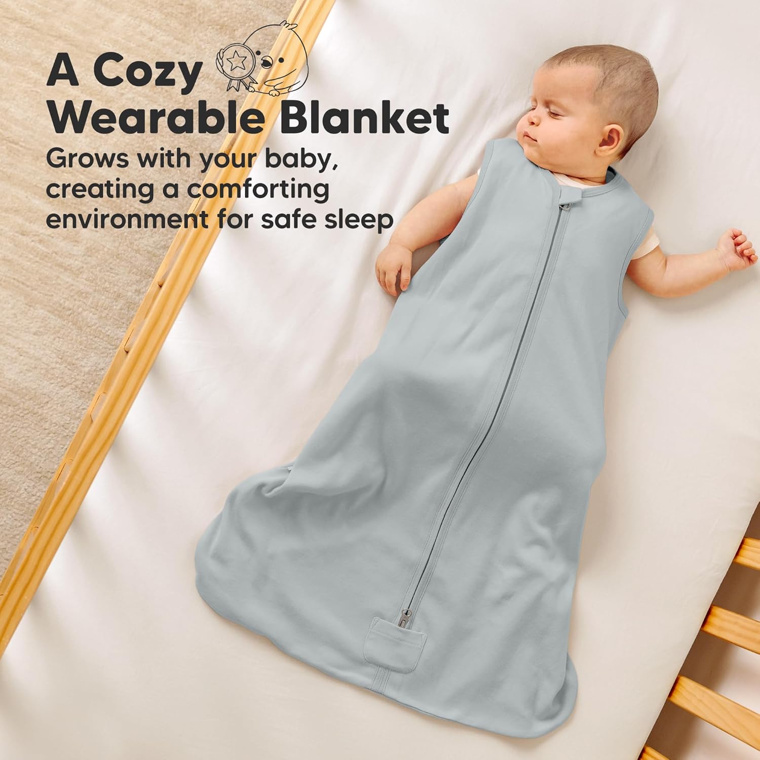 KeaBabies 2-Pack Baby Sleep Sacks - 05TOG Organic Cotton Wearable Blanket