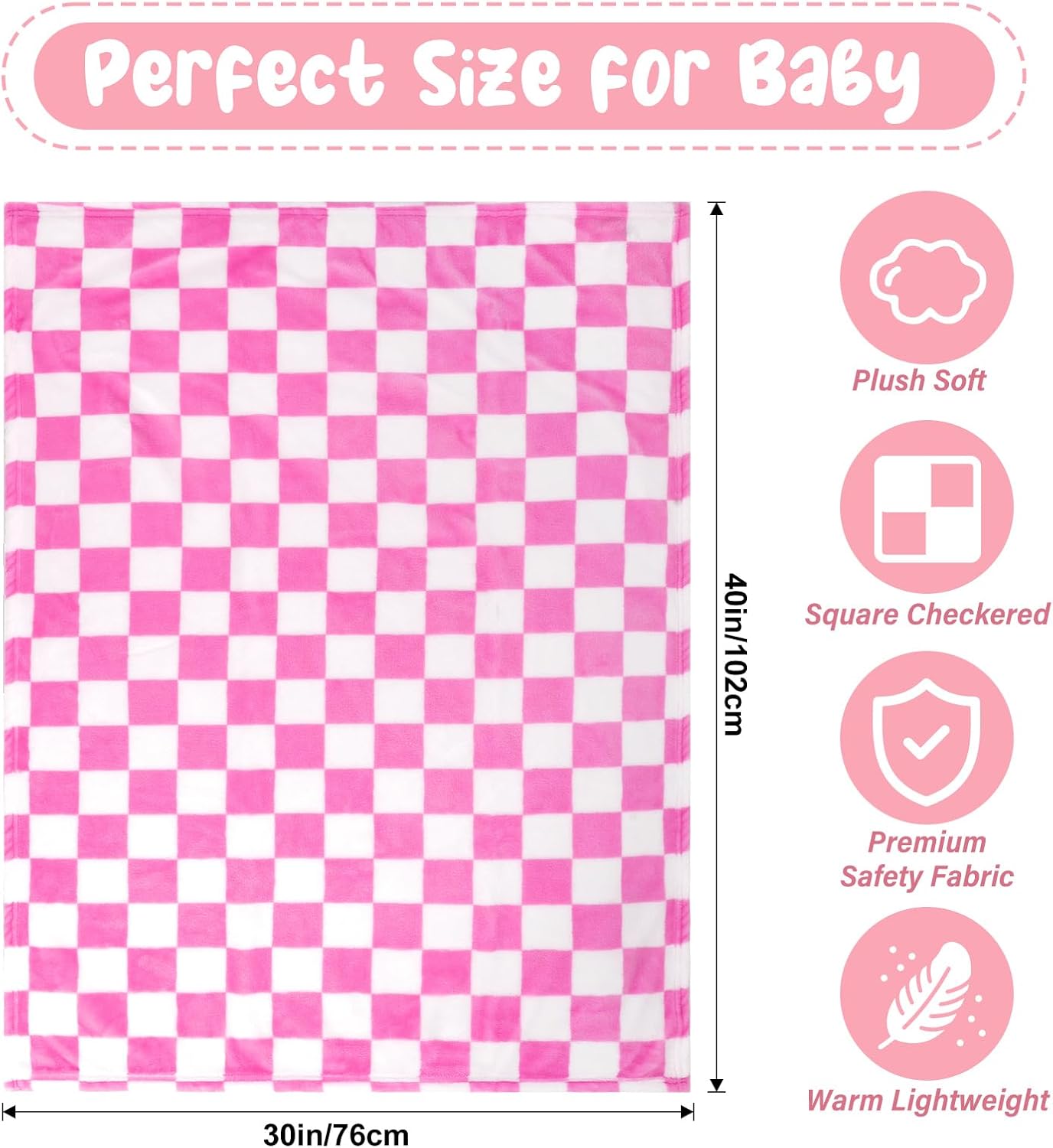 GreatBba Plush Checkered Baby Blanket 30x40