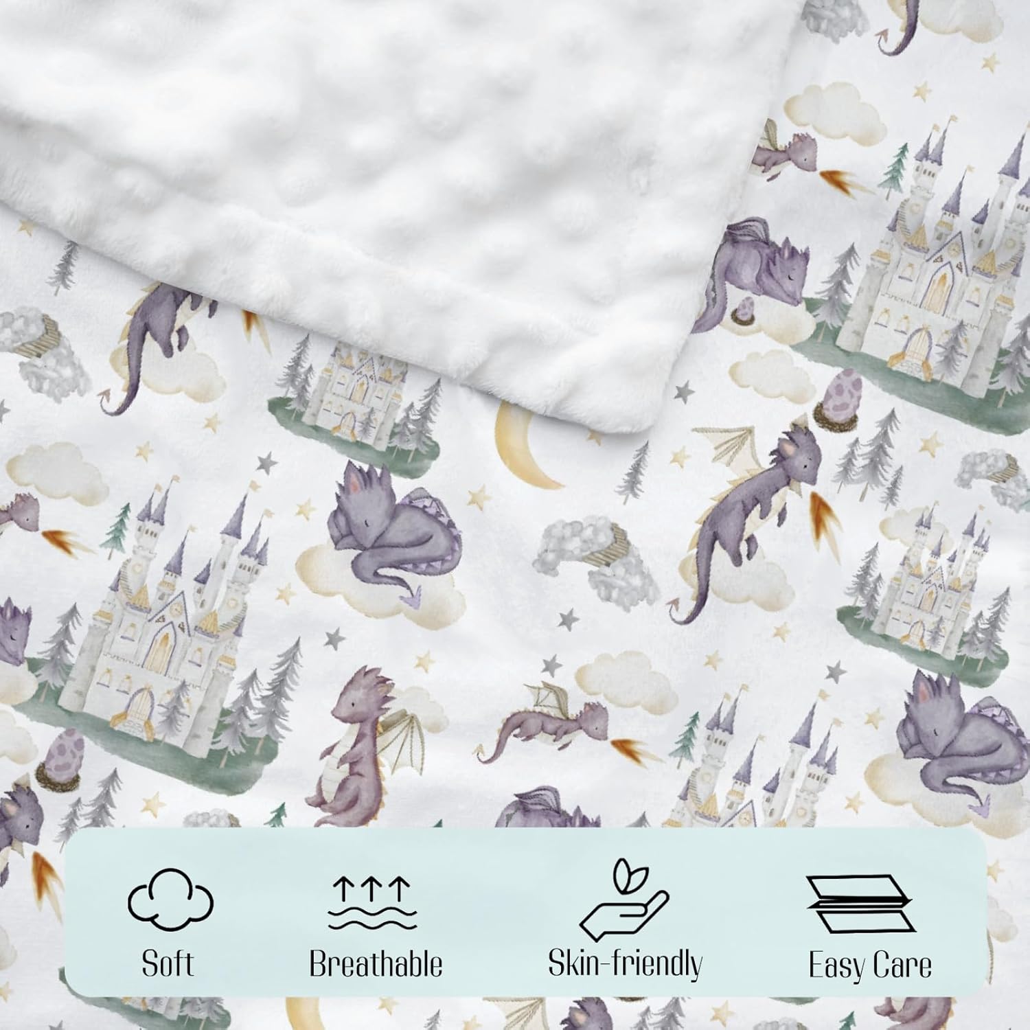 Mink Baby Blanket with Purple Dragon Design