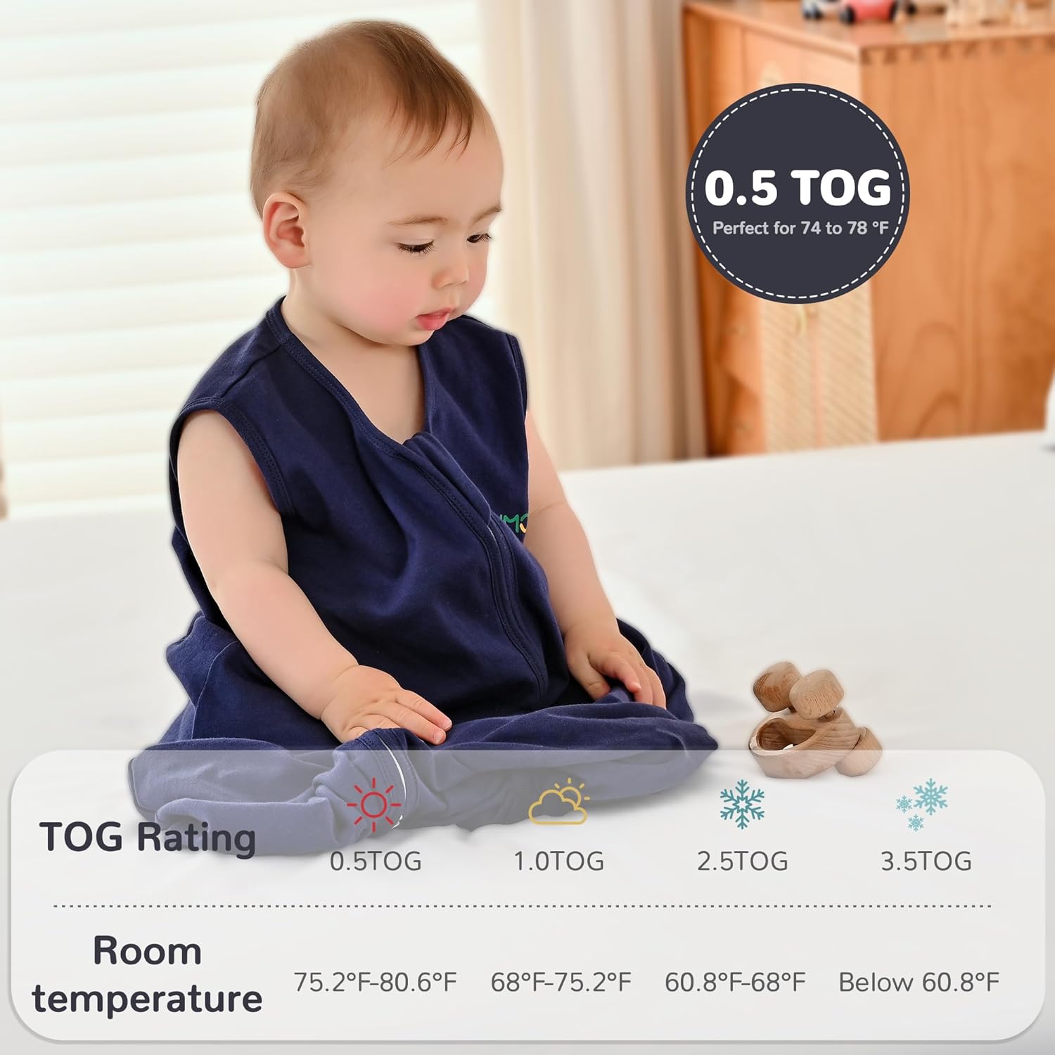 JELLYMONI 6-12M Baby Sleep Sack 3 Pack 100 Cotton 05 TOG 1