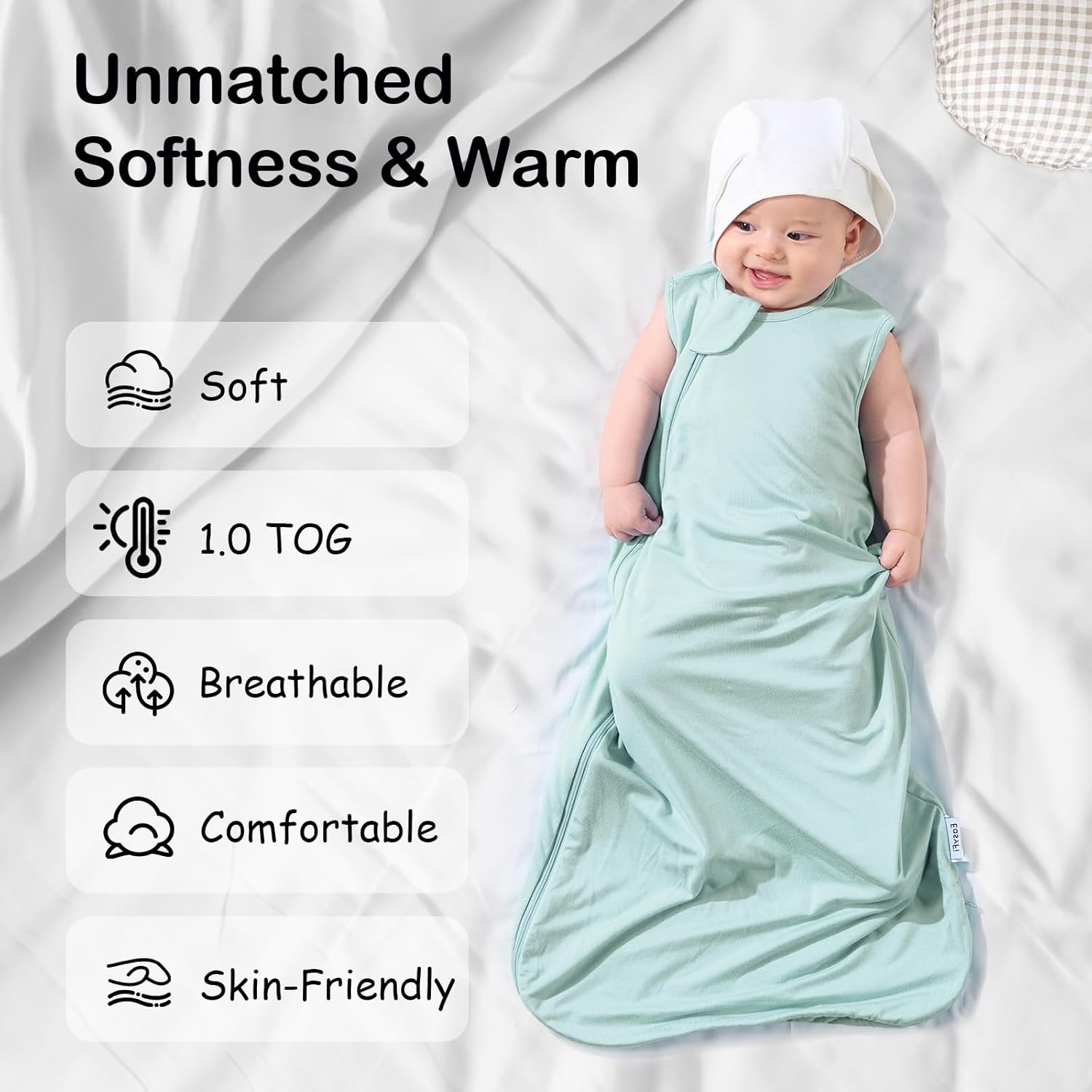 EasyFi Supersoft Bamboo Rayon Sleep Sack 2 Pack for 0-6 Months
