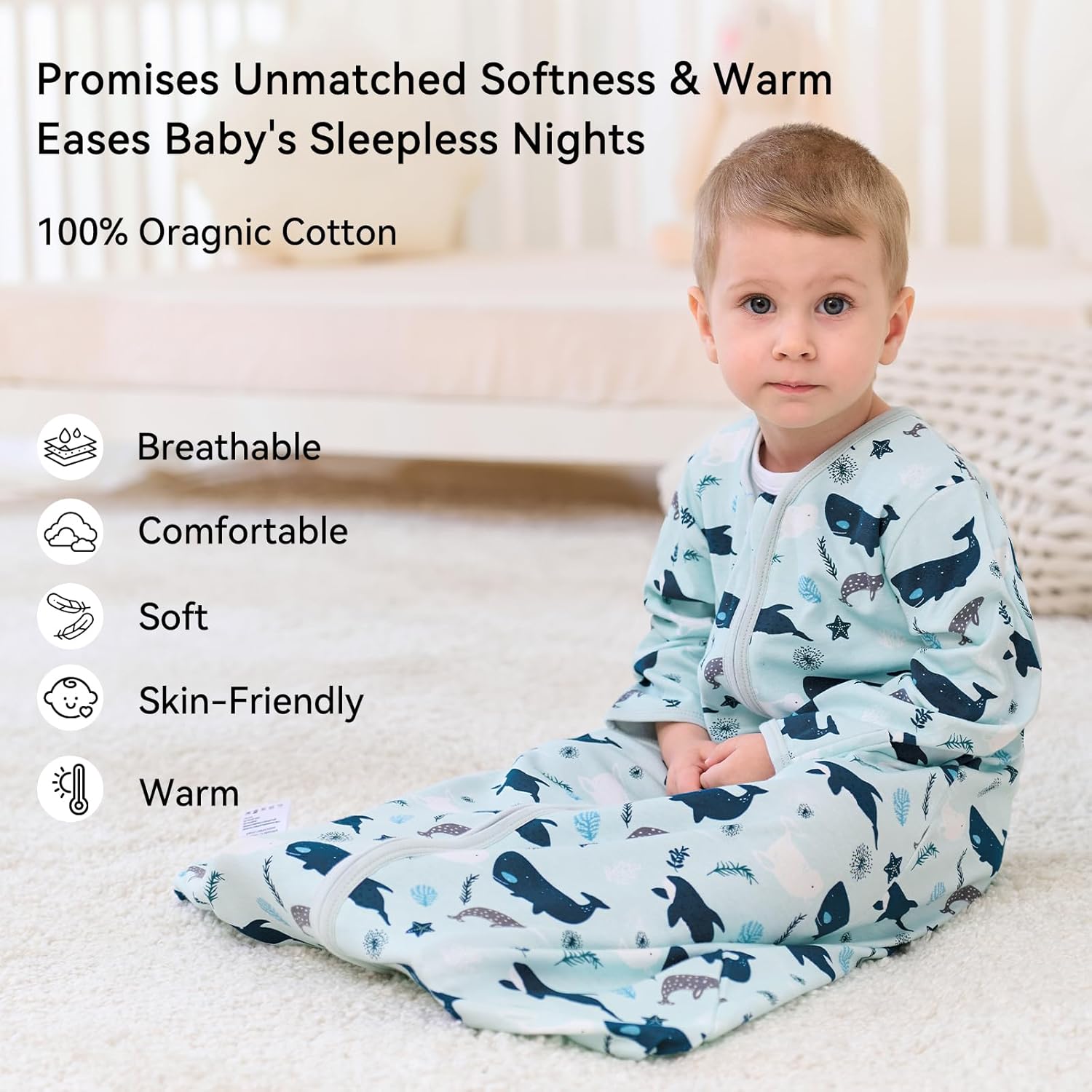 Unnivoll Baby Sleep Sack 0-6 Months 2 Pack Blue Turtle
