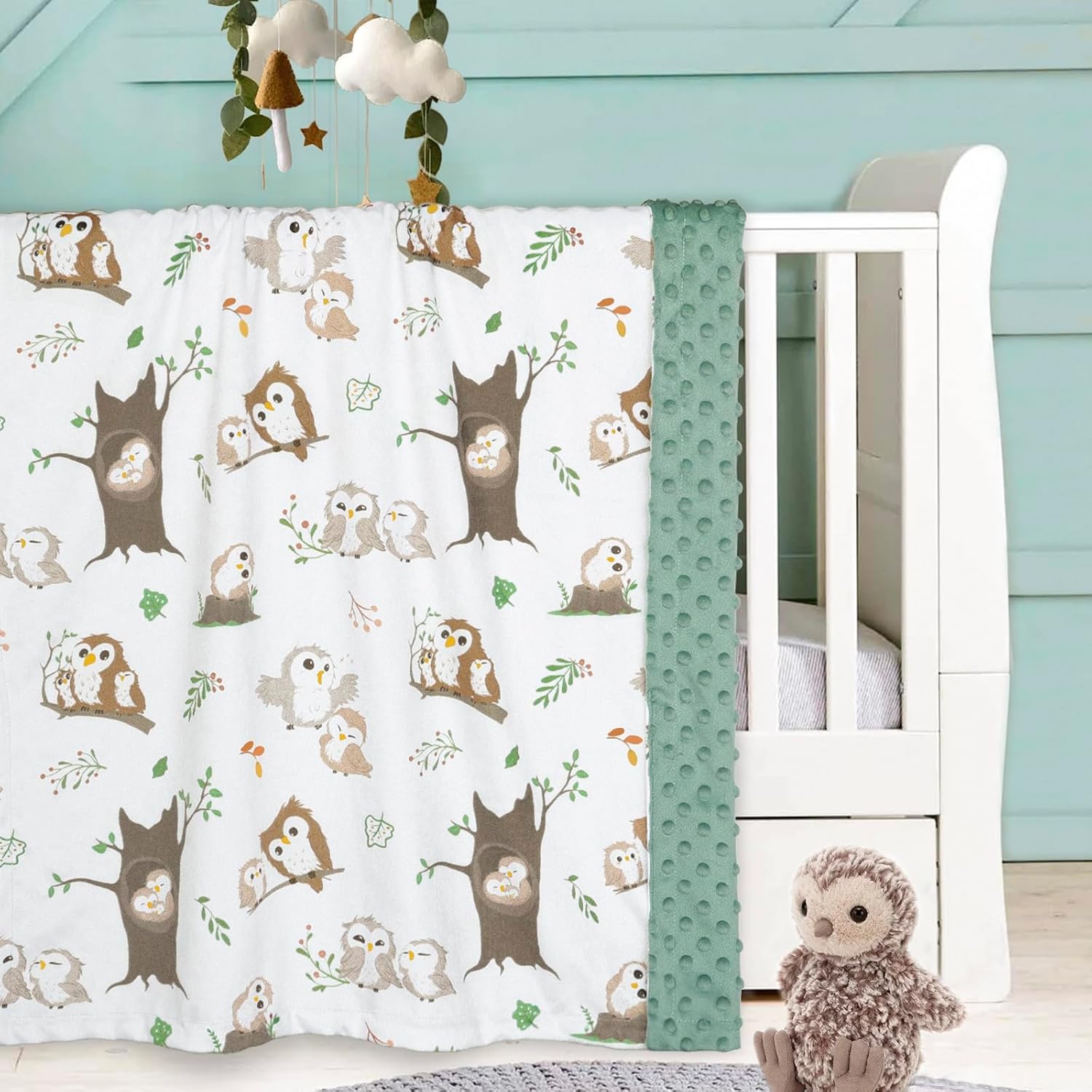 BOPRIO Baby Blanket with Owl Design 30x40 Inch 1