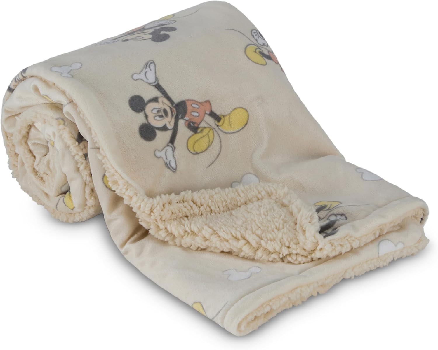 Disney Character Fuzzy Double Sided Baby Blanket with Mink and Sherpa