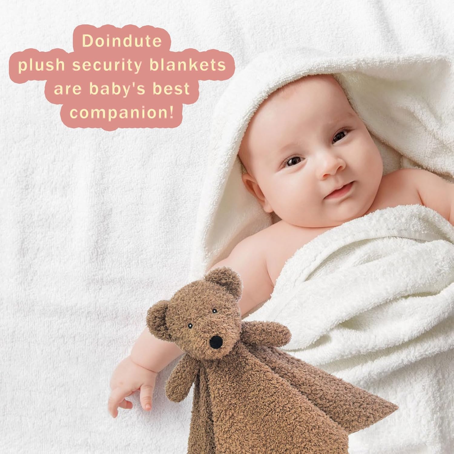 Doindute Baby Dark Brown Teddy Bear Security Blanket