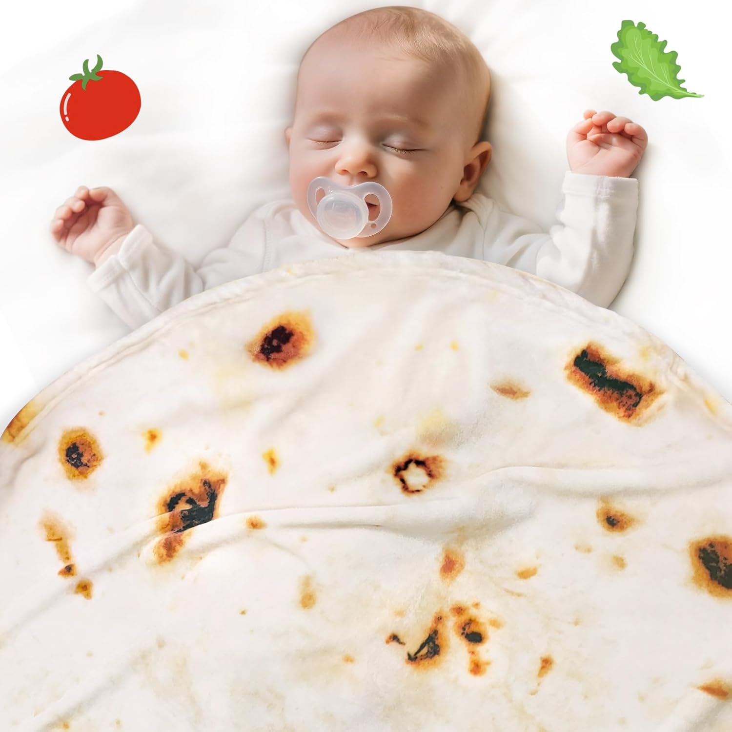 Jorbest Burritos Swaddle Blanket 36 Inches Flannel Baby Blanket with Funny Pattern