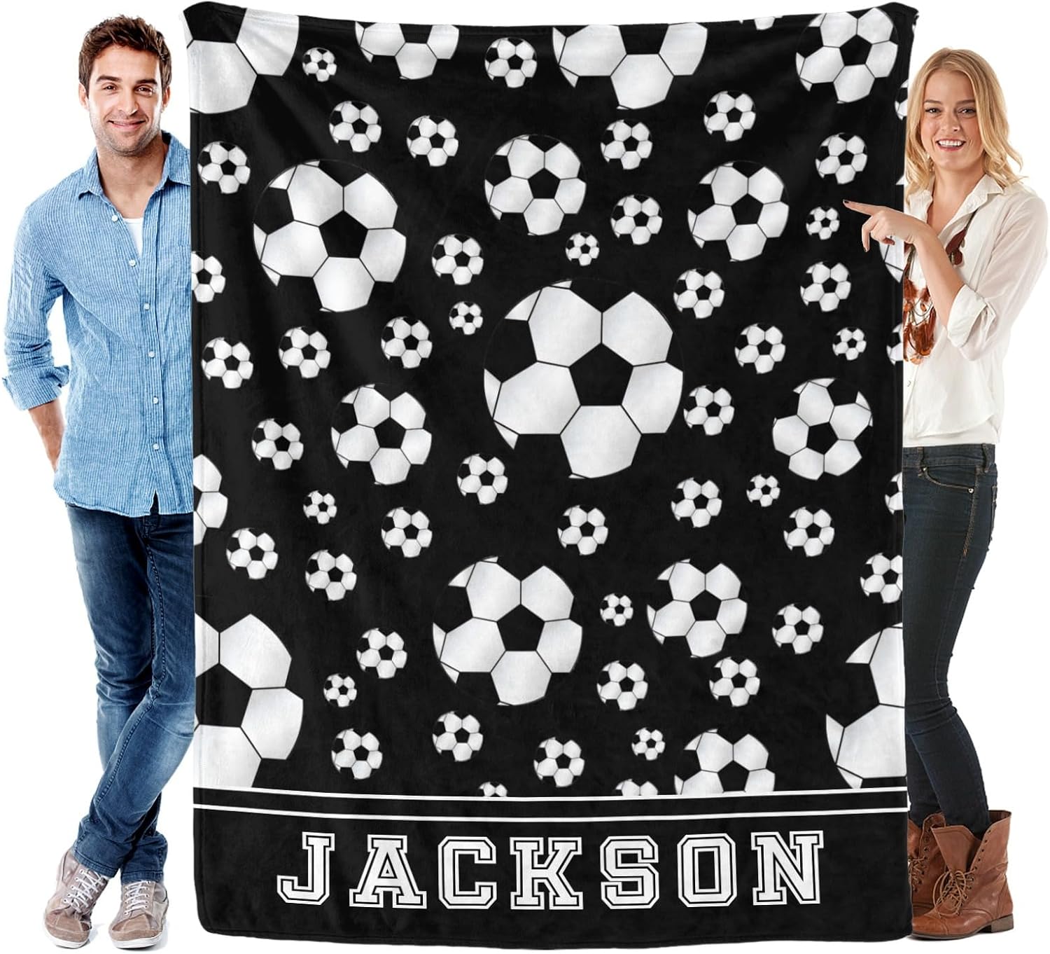 Deven Soccer Baby Blanket - Custom Name Gift
