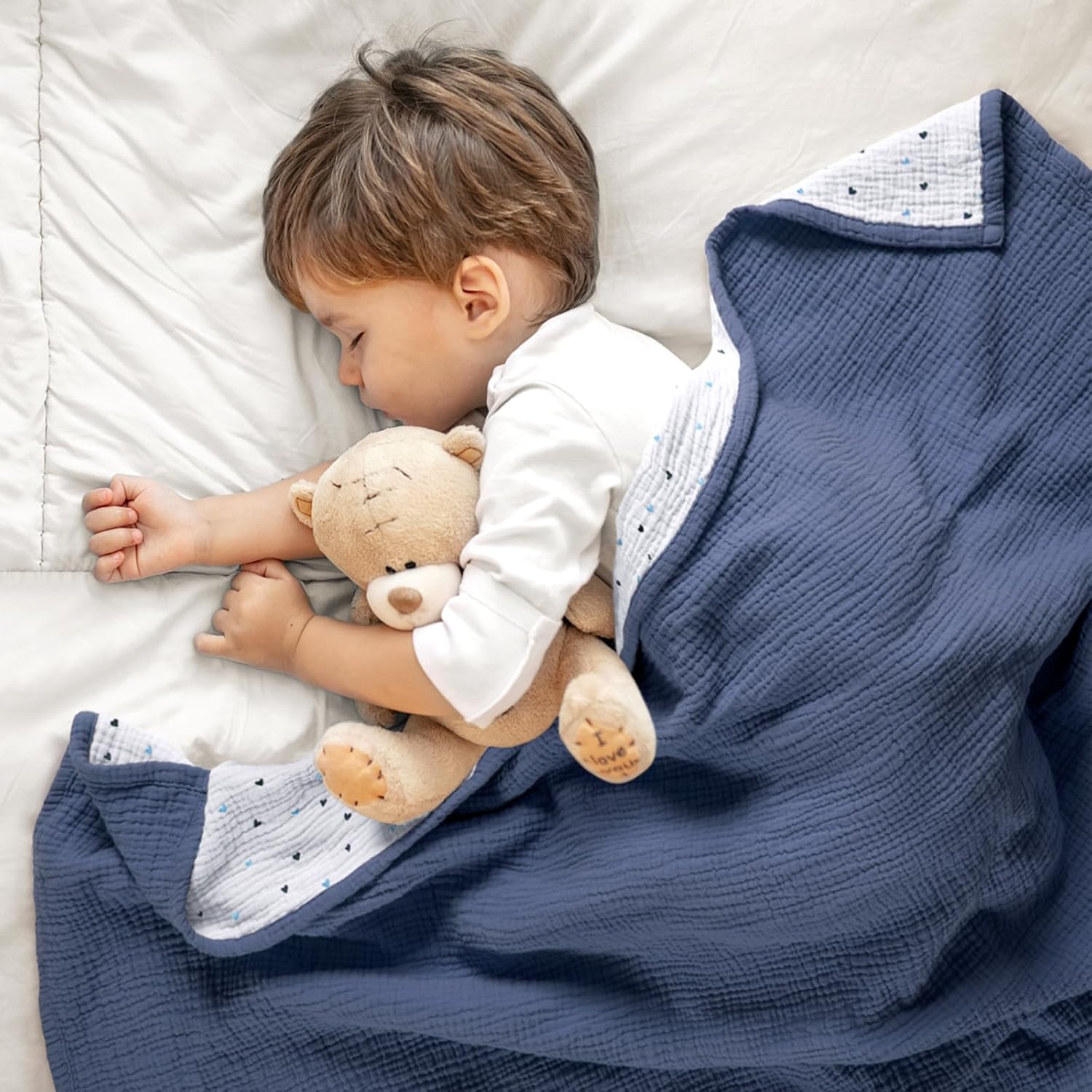 Lulumoon Muslin Baby Blanket 47x47 Inch Reversible
