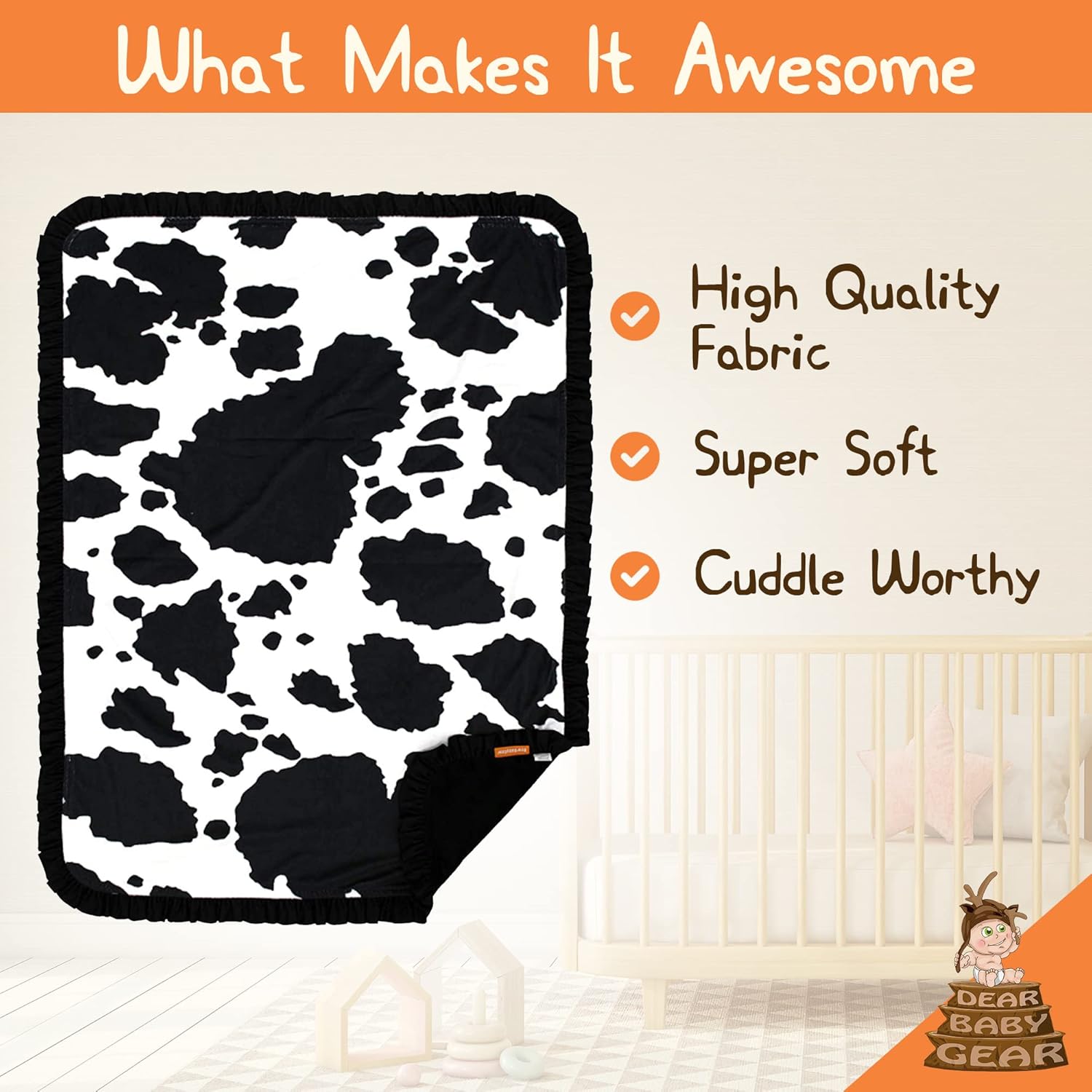 Dear Baby Gear Reversible Baby Blanket - Soft Cozy for Newborn Toddler