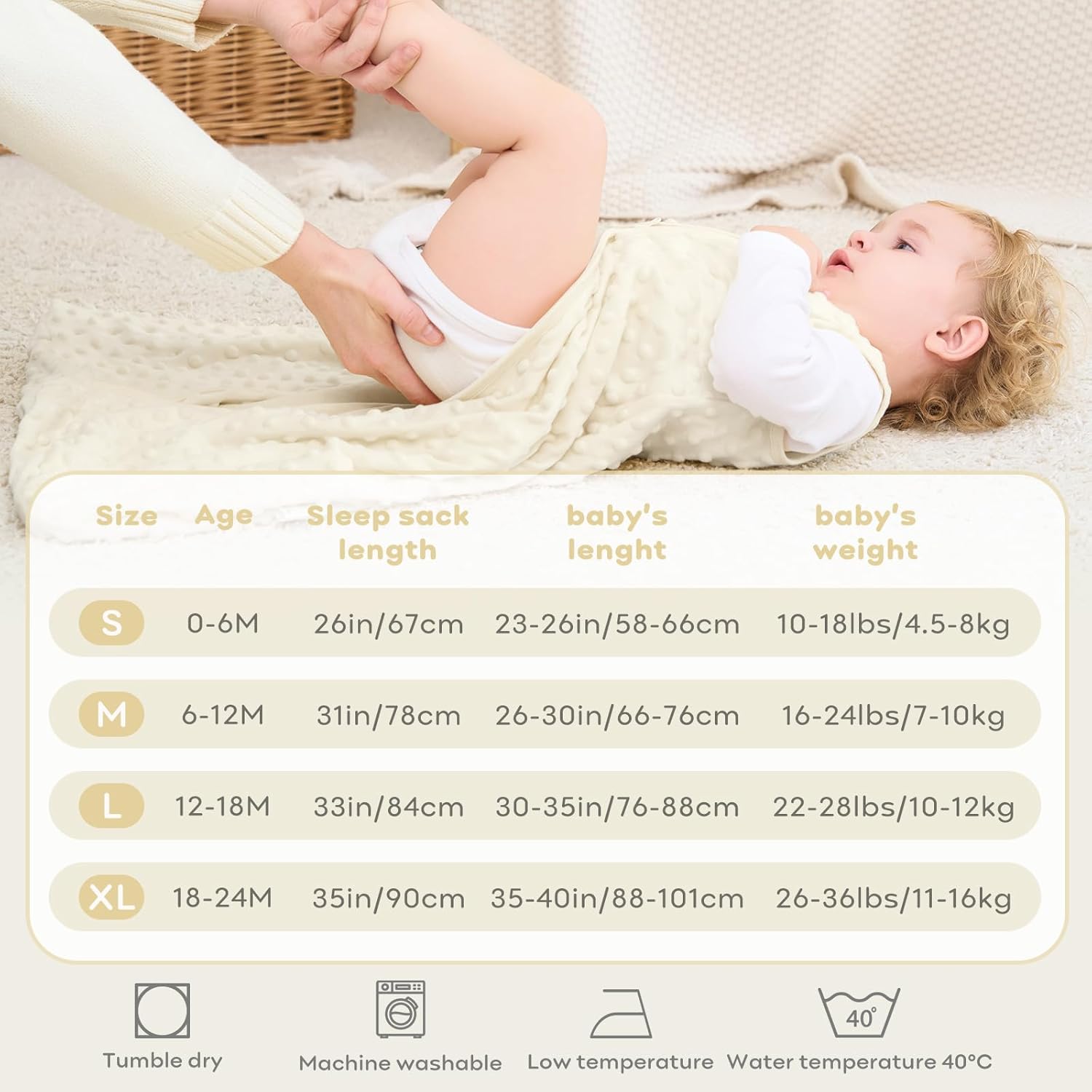 FIEMOL Fleece Baby Sleep Sack 6-12 Months 2 Pack