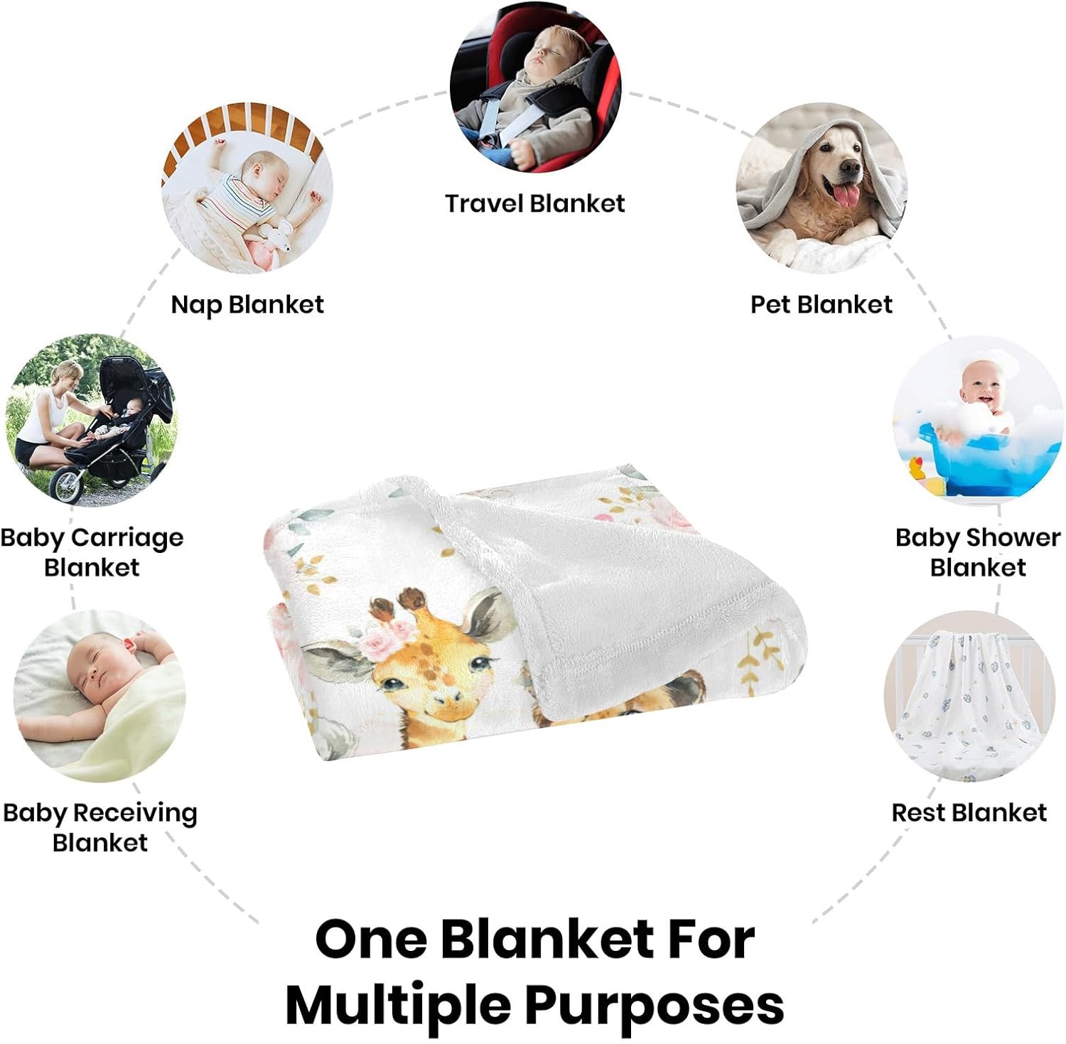 Custom Elephant Baby Blanket with Name Personalized for Girls Boys