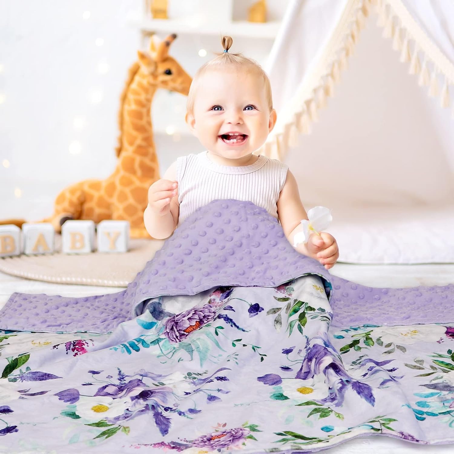 CARUILI Soft Plush Minky Blanket 30x40 Inches Purple 1