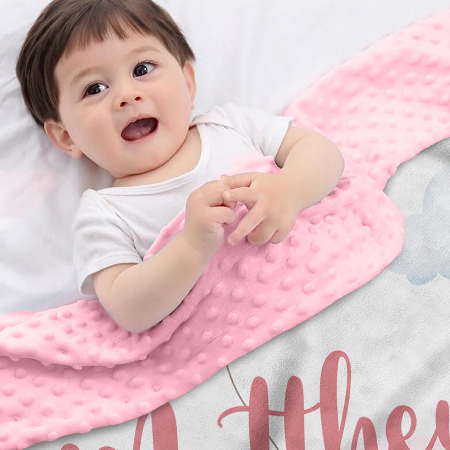 Personalized Baby Blanket with Name Lunar Bunny Design 1