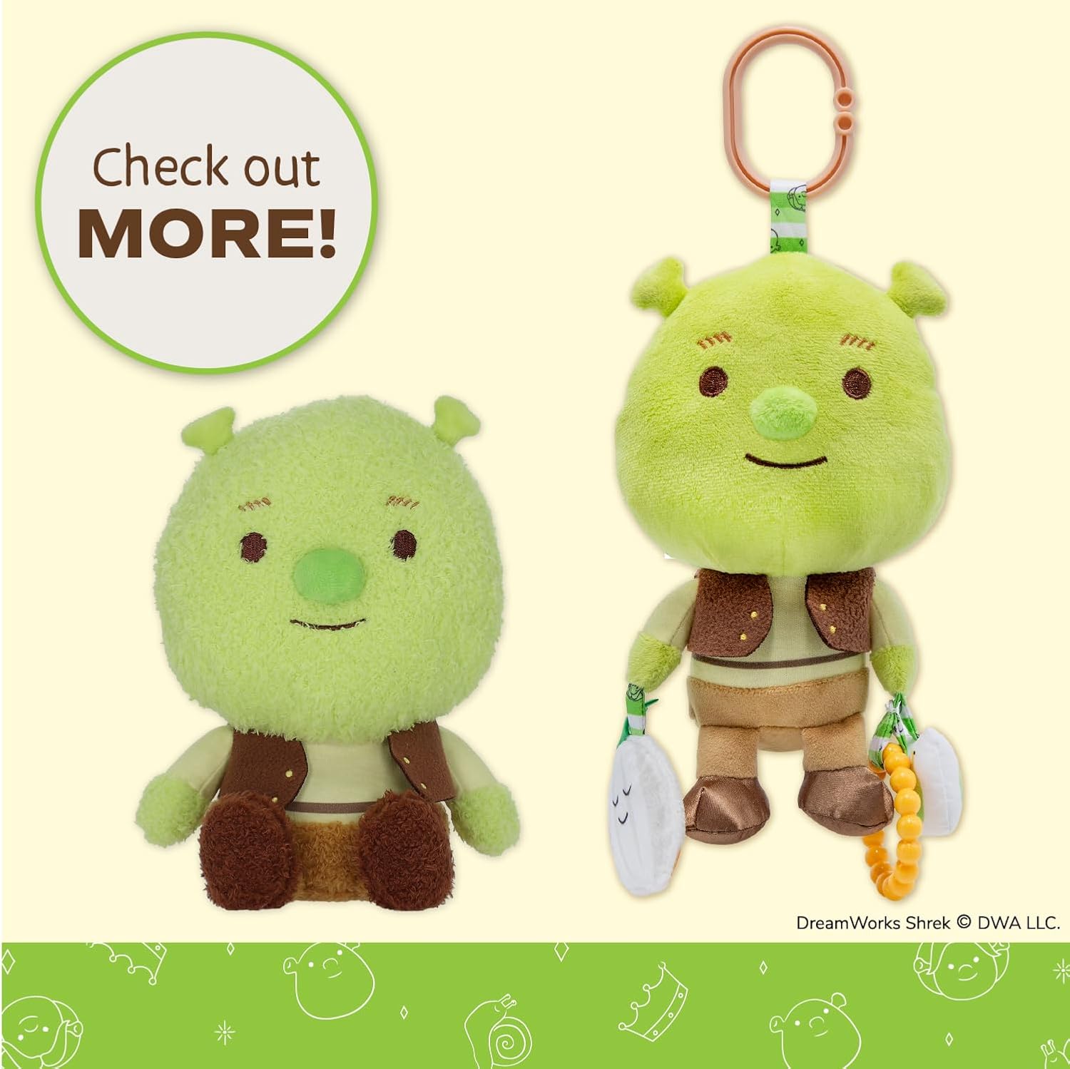 Shrek Blanky Plush Shrek Head with Embroidered Face