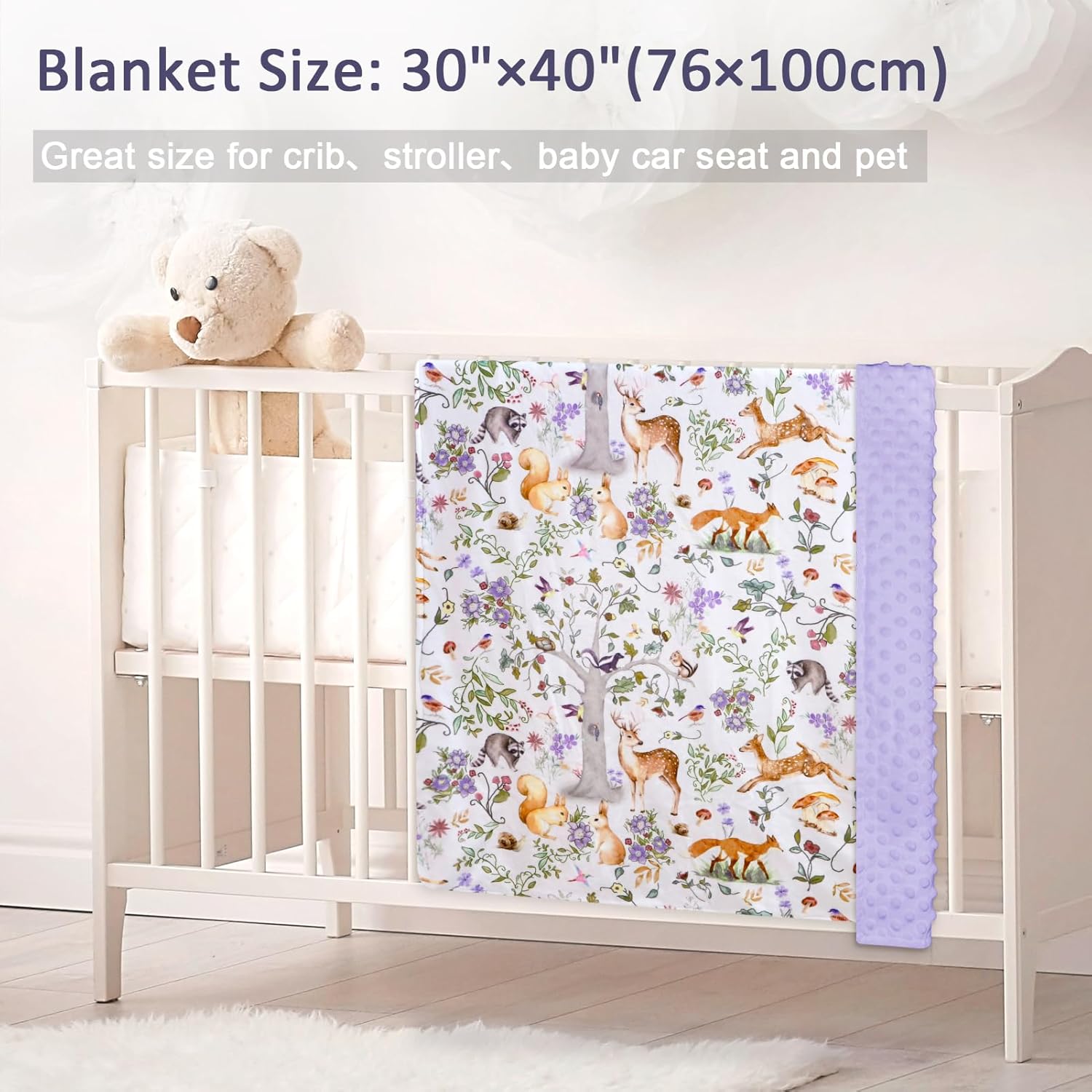 CARUILI Baby Blanket with Woodland Print