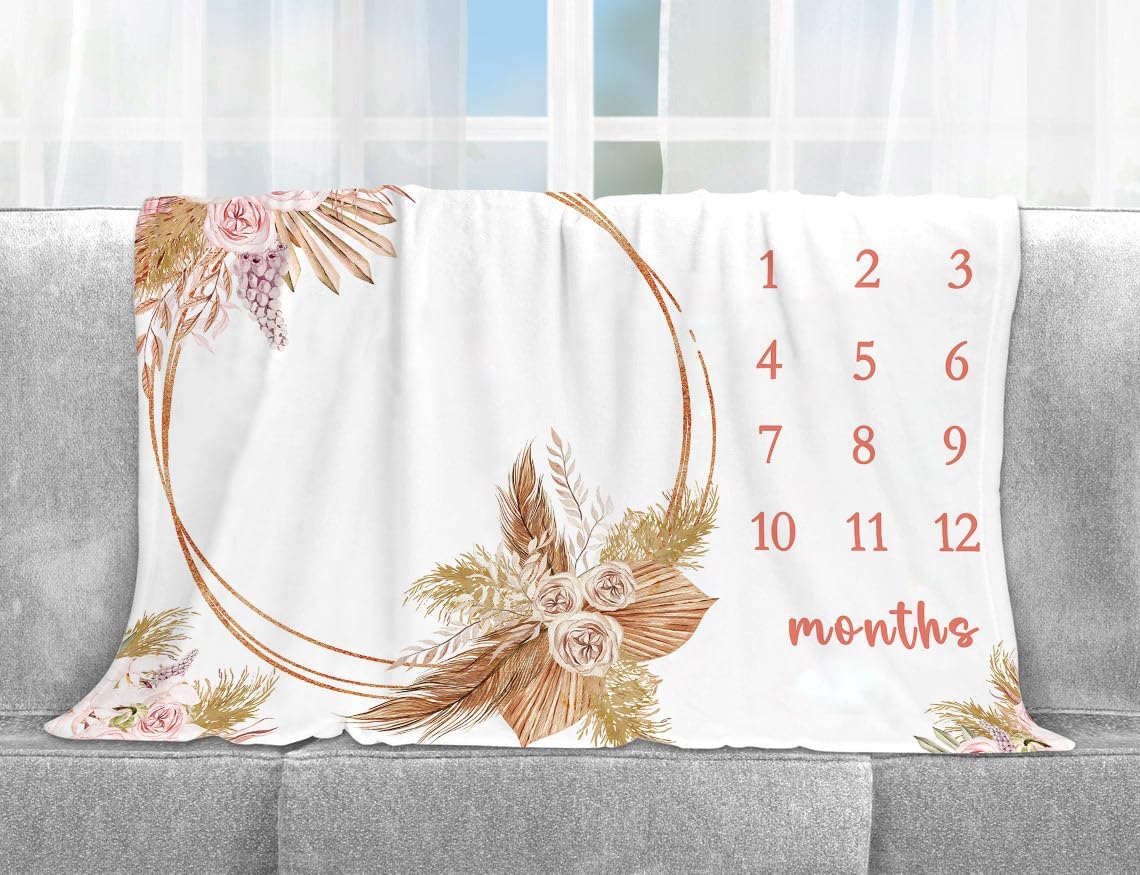 Yuzioey Boho Floral Baby Growth Blanket 50x40